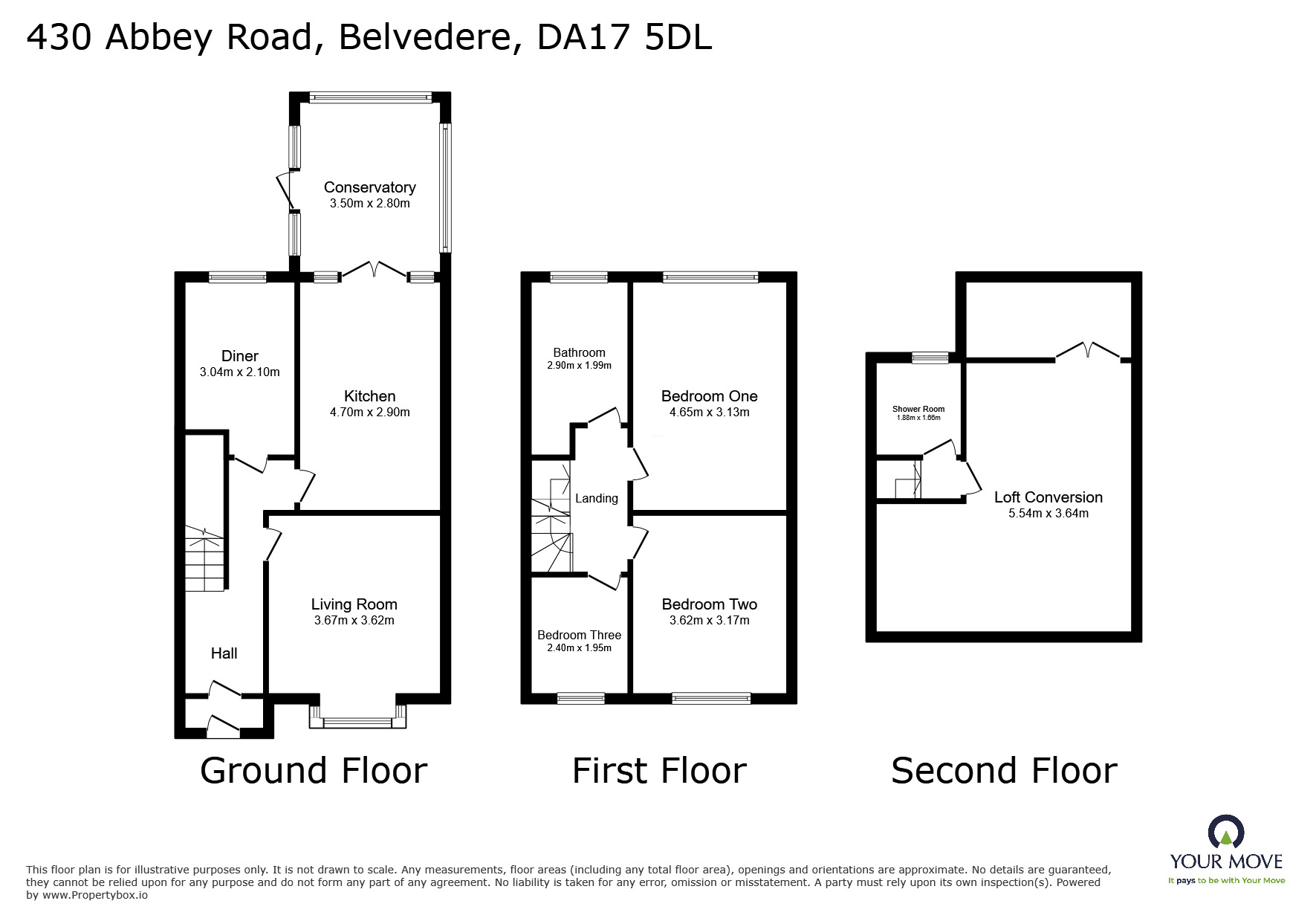 Floorplan of 4 bedroom Mid Terrace House for sale, Abbey Road, Belvedere, DA17