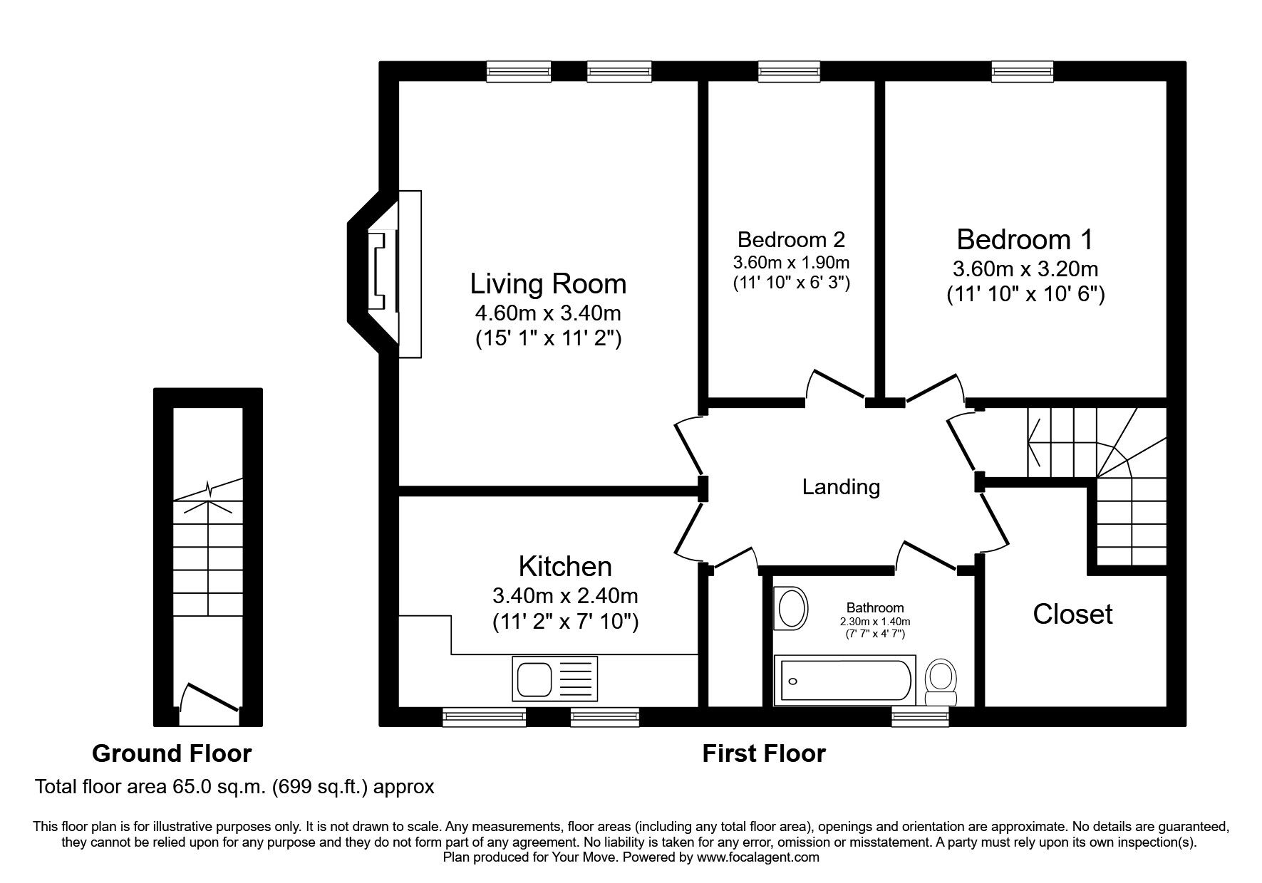 Floorplan of 2 bedroom  Flat to rent, Kirkstall Road, Barnsley, South Yorkshire, S71