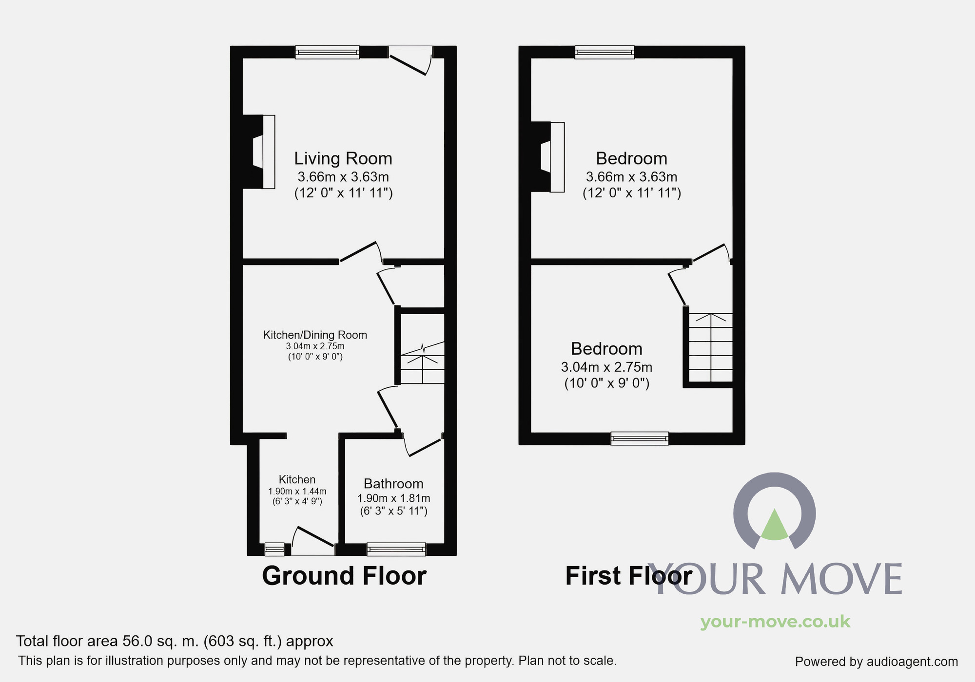 Floorplan of 2 bedroom End Terrace House to rent, Keir Street, Barnsley, South Yorkshire, S70