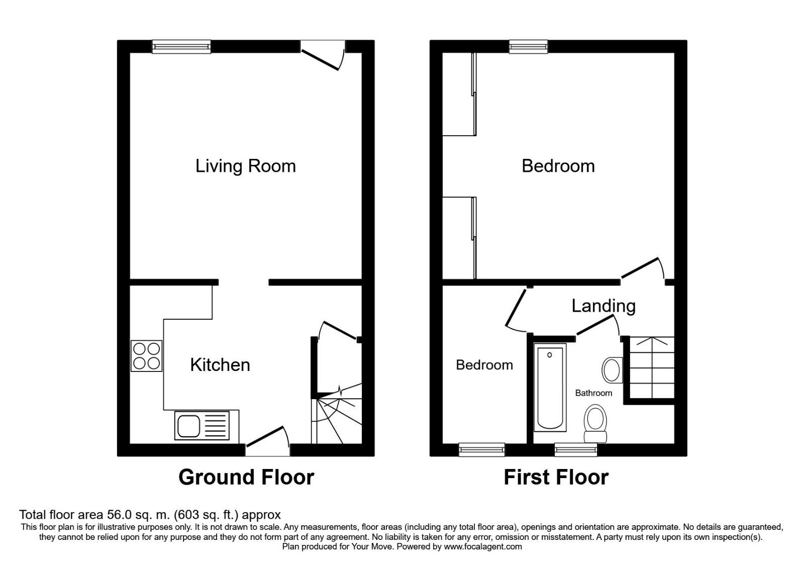 Floorplan of 2 bedroom Mid Terrace House to rent, Nursery Street, Barnsley, South Yorkshire, S70