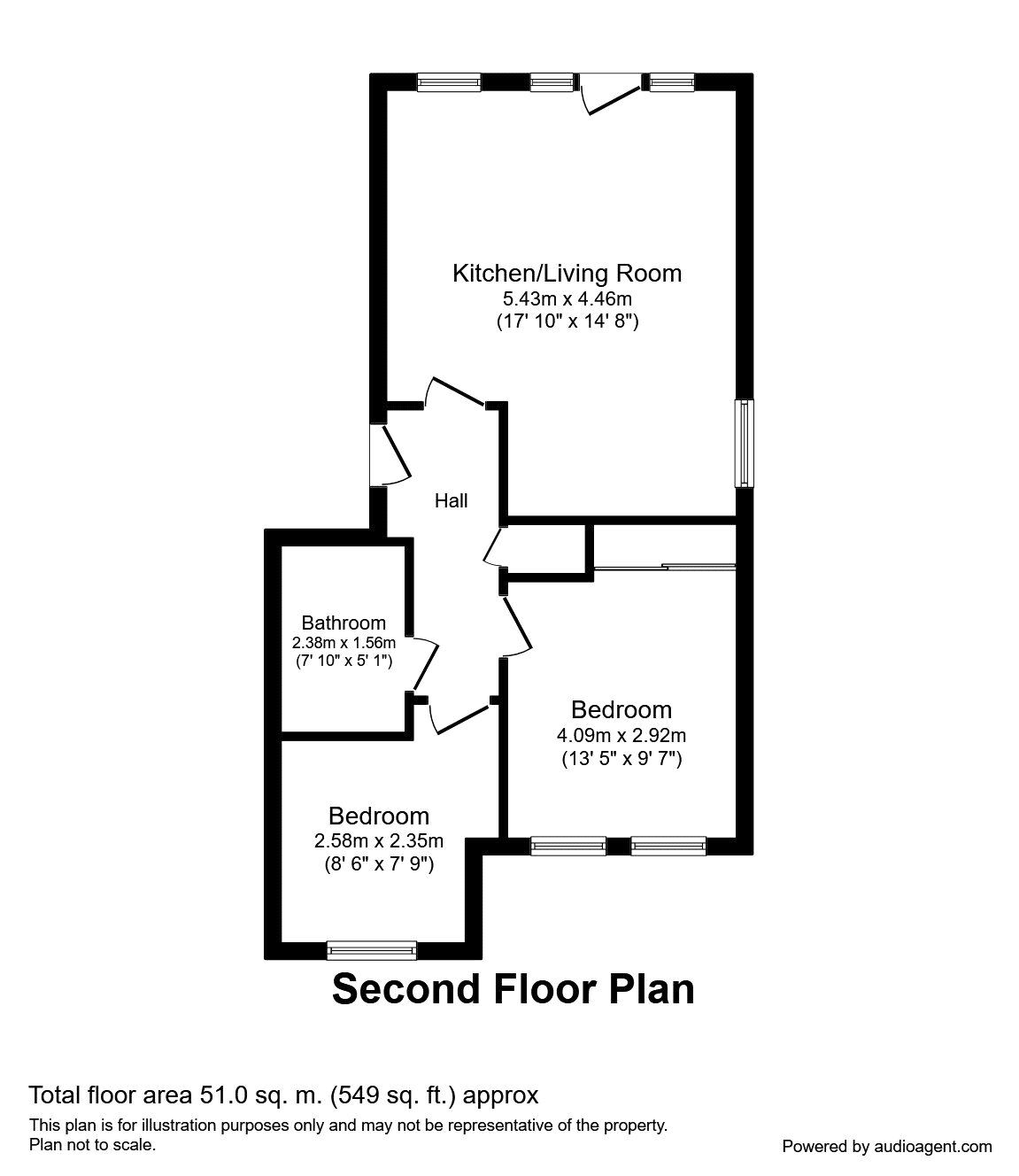 Floorplan of 2 bedroom  Flat for sale, Oaken Royd Croft, Elsecar, South Yorkshire, S74