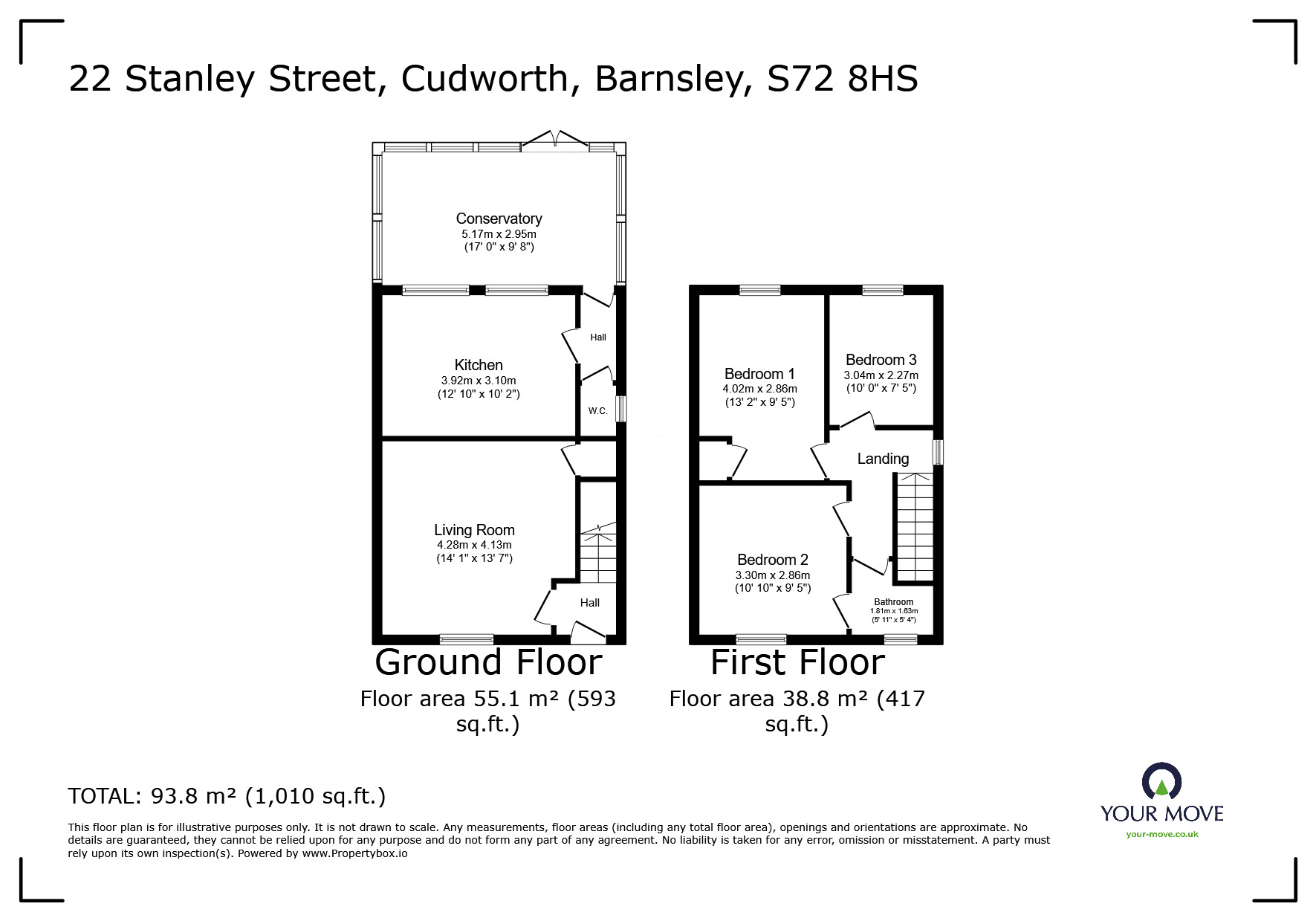 Floorplan of 3 bedroom Semi Detached House for sale, Stanley Street, Cudworth, South Yorkshire, S72