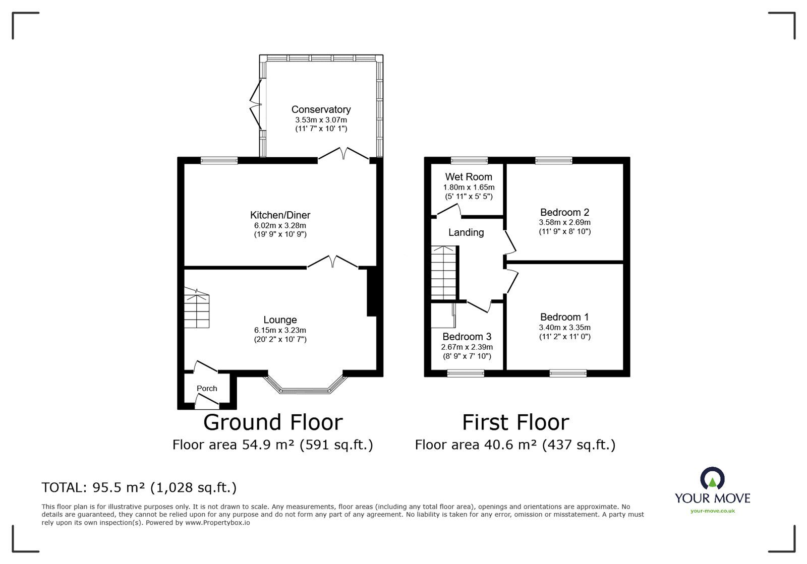 Floorplan of 3 bedroom End Terrace House for sale, Wildey Road, Bedworth, Warwickshire, CV12