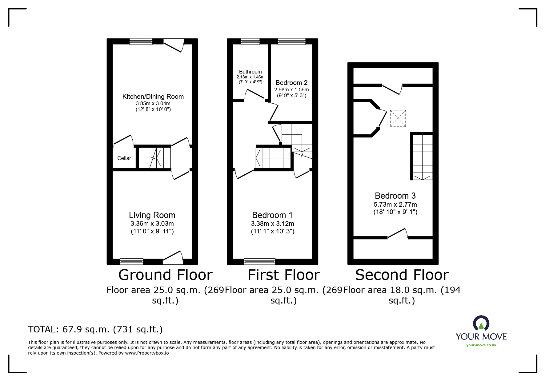 Floorplan of 3 bedroom Mid Terrace House for sale, Princess Street, Barnsley, South Yorkshire, S70