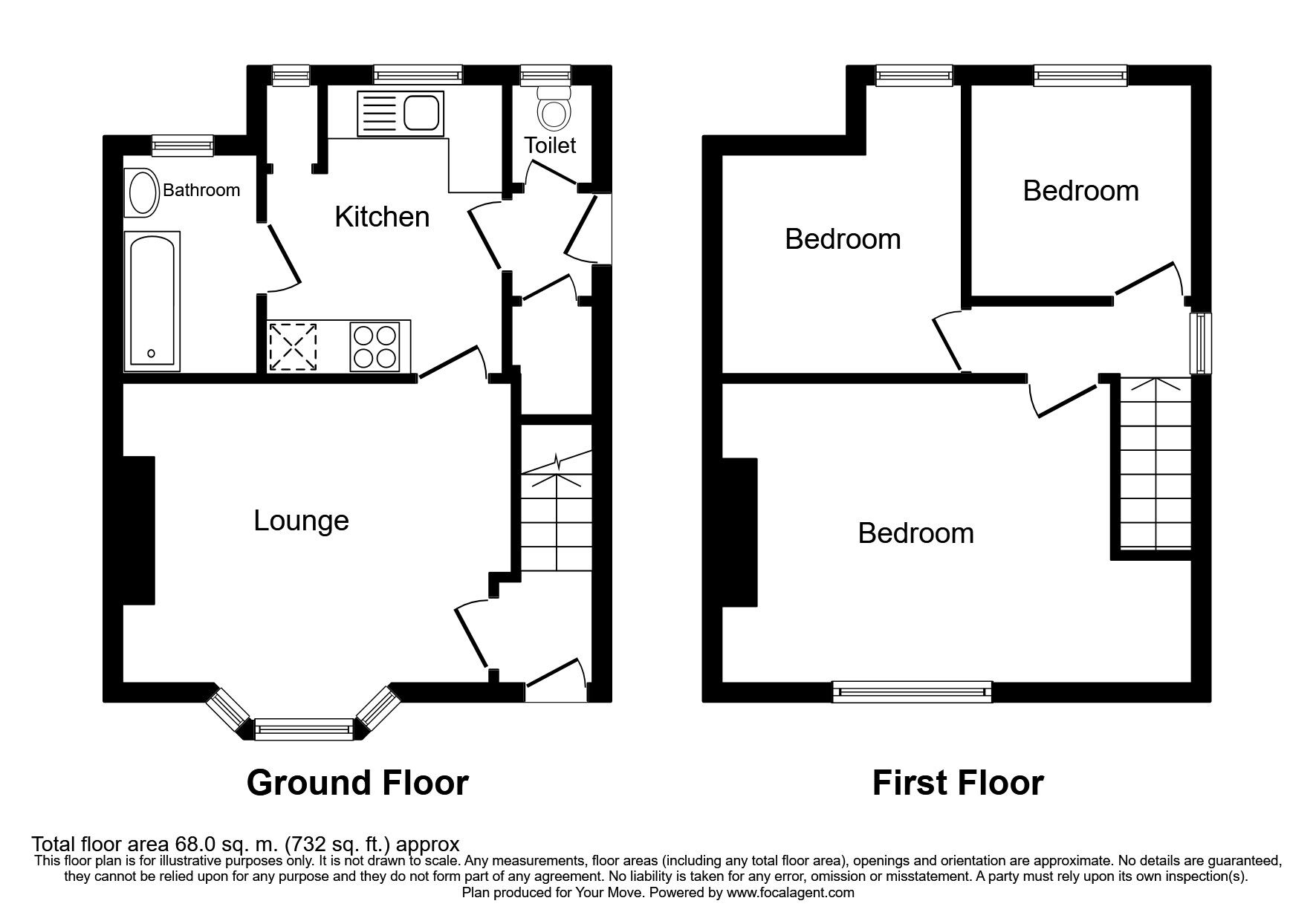 Floorplan of 2 bedroom Mid Terrace House for sale, Wike Road, Barnsley, South Yorkshire, S71