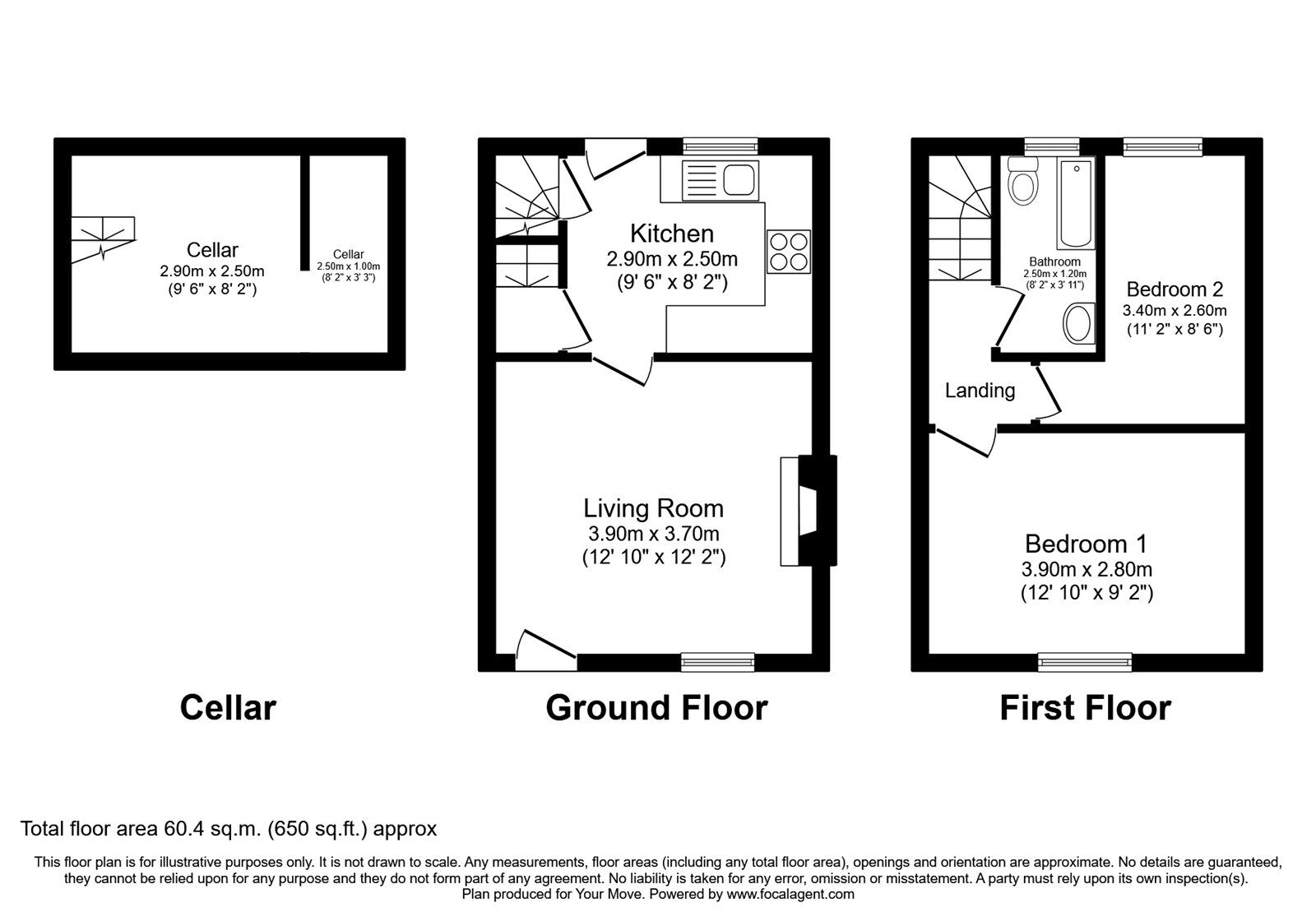 Floorplan of 2 bedroom Mid Terrace House for sale, Bridge Street, Barnsley, South Yorkshire, S71