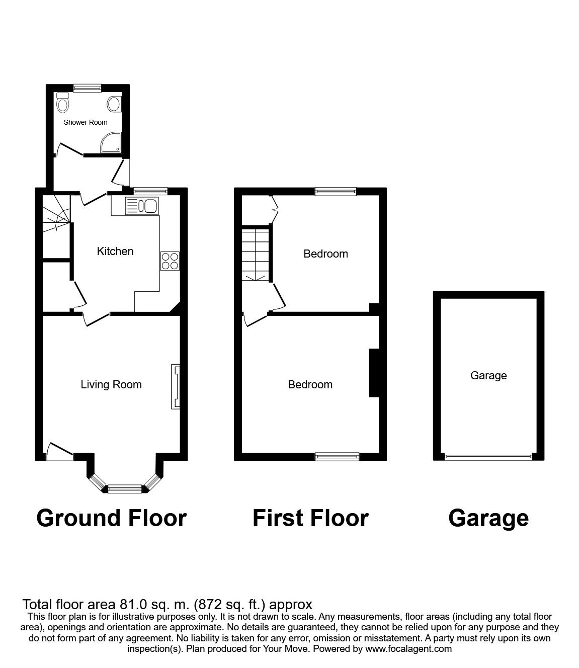 Floorplan of 2 bedroom Mid Terrace House for sale, Wakefield Road, Barnsley, South Yorkshire, S71