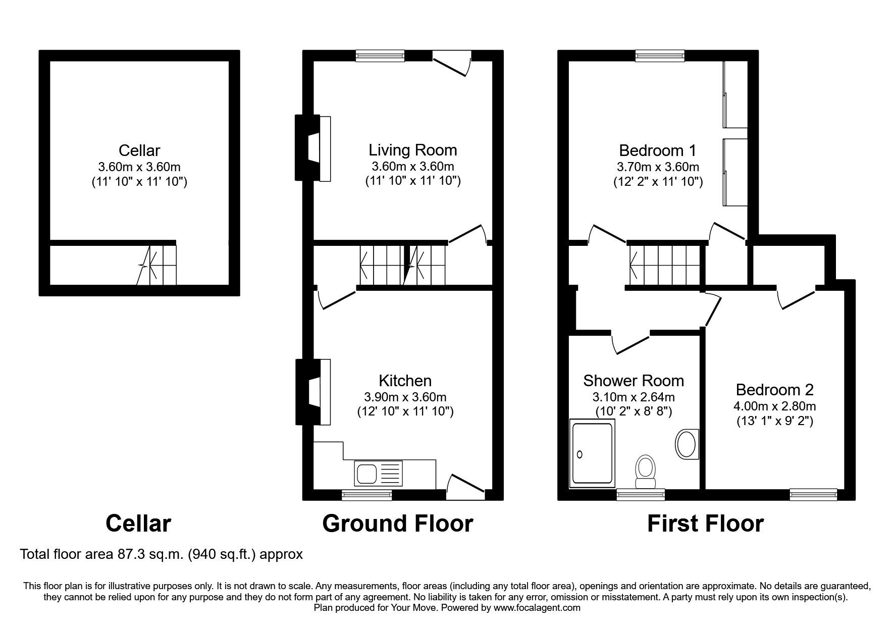 Floorplan of 2 bedroom Mid Terrace House to rent, Farrar Street, Barnsley, South Yorkshire, S70