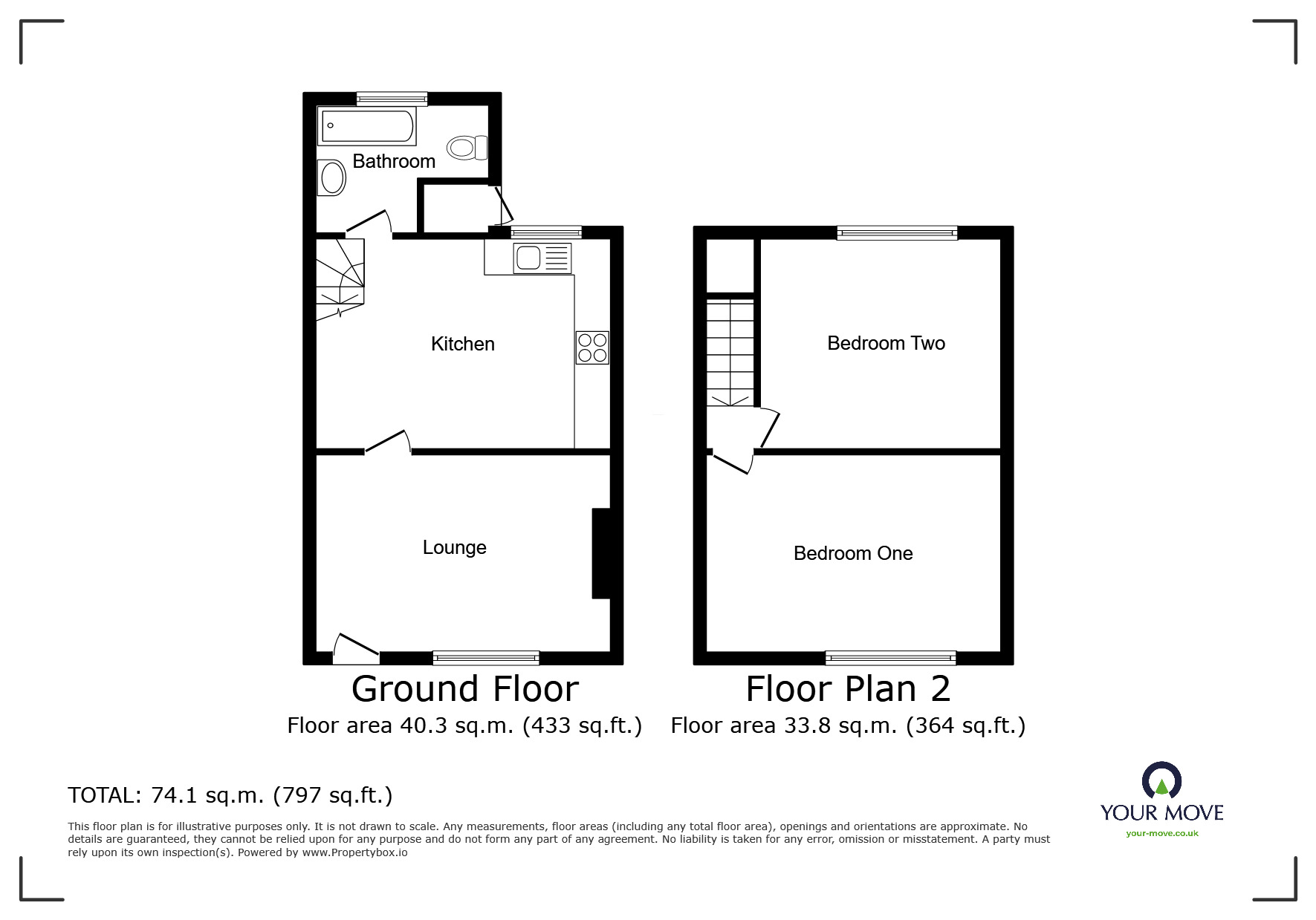 Floorplan of 2 bedroom Semi Detached House to rent, Winter Terrace, Barnsley, South Yorkshire, S75