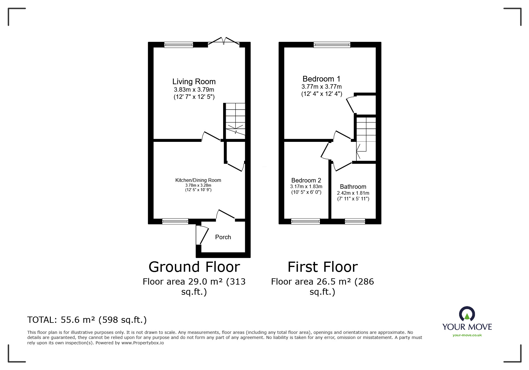 Floorplan of 2 bedroom  House for sale, Woodroyd Close, Barnsley, South Yorkshire, S71