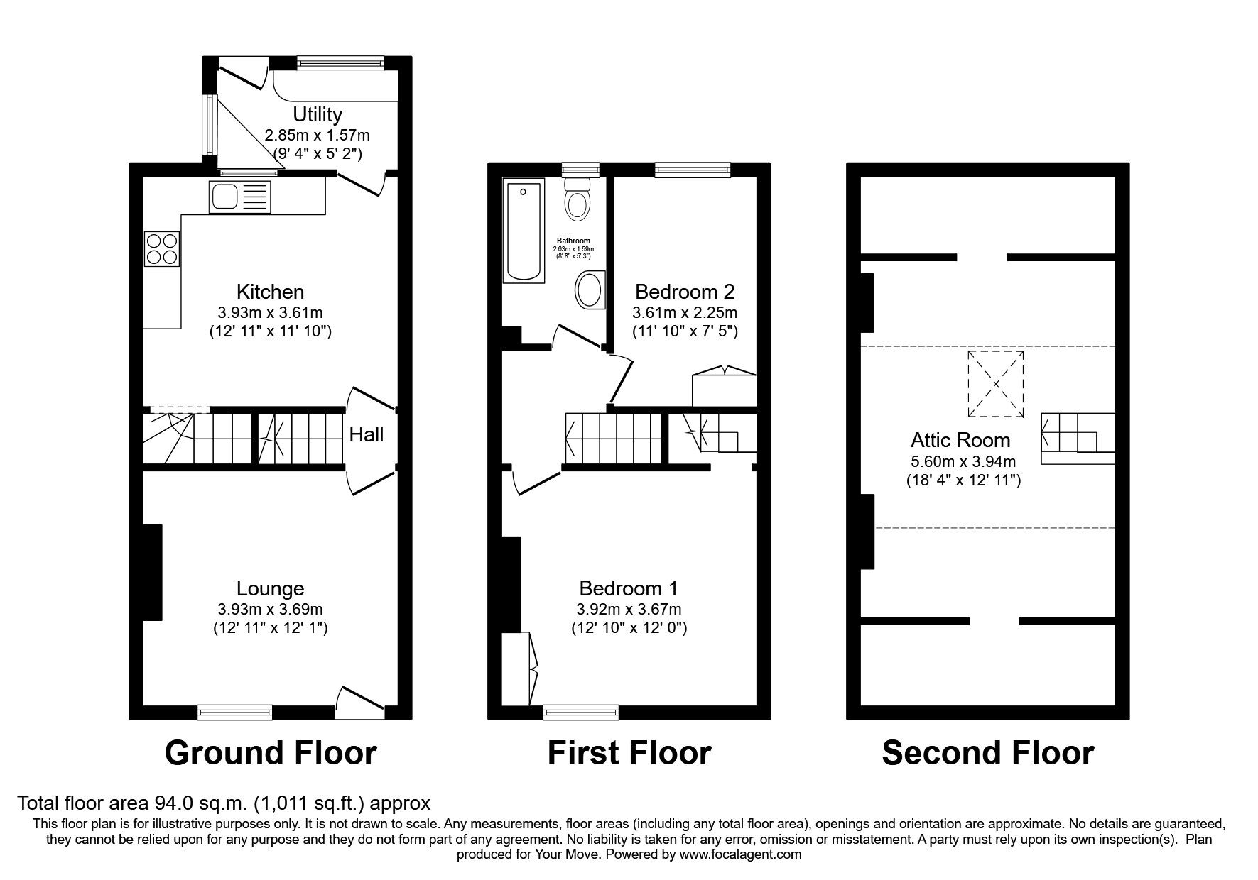 Floorplan of 2 bedroom Mid Terrace House for sale, Sheffield Road, Birdwell, South Yorkshire, S70