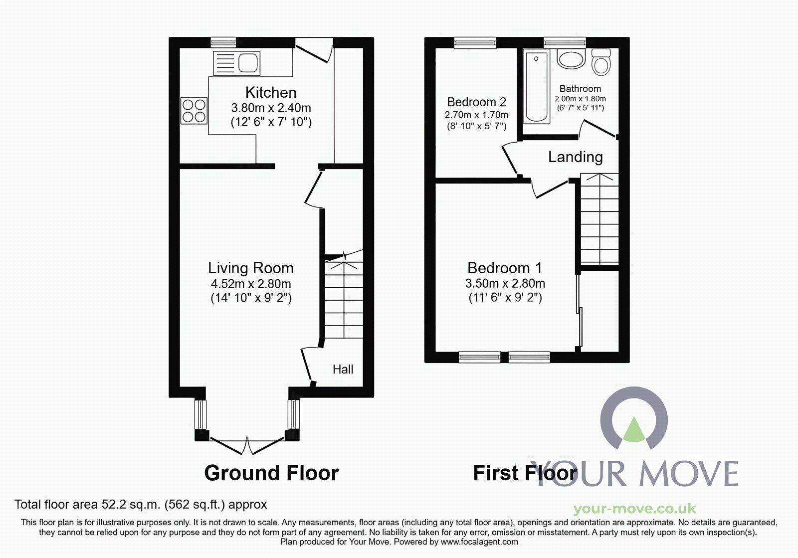 Floorplan of 2 bedroom End Terrace House for sale, Snailsden Way, Staincross, South Yorkshire, S75