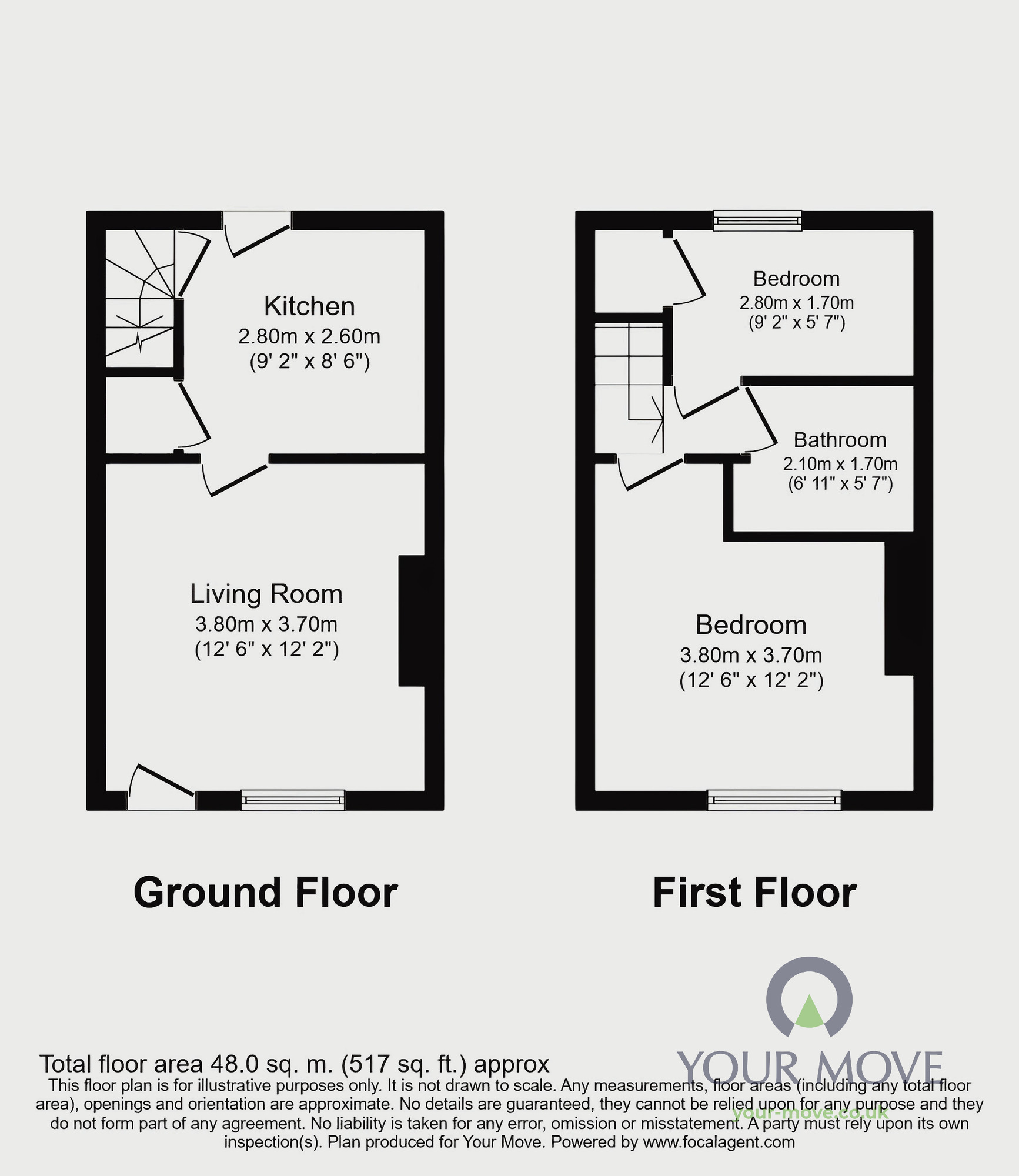 Floorplan of 2 bedroom Mid Terrace House to rent, Crookes Street, Barnsley, South Yorkshire, S70