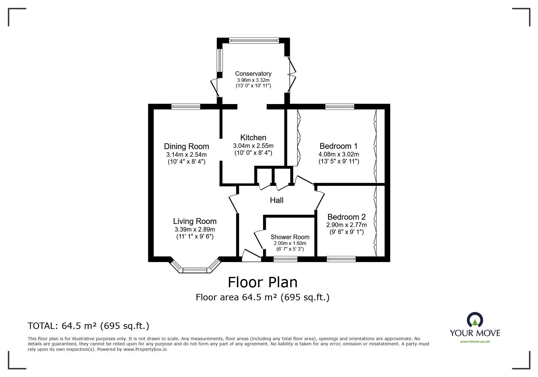 Floorplan of 2 bedroom Detached Bungalow for sale, Selbourne Close, Barugh Green, South Yorkshire, S75