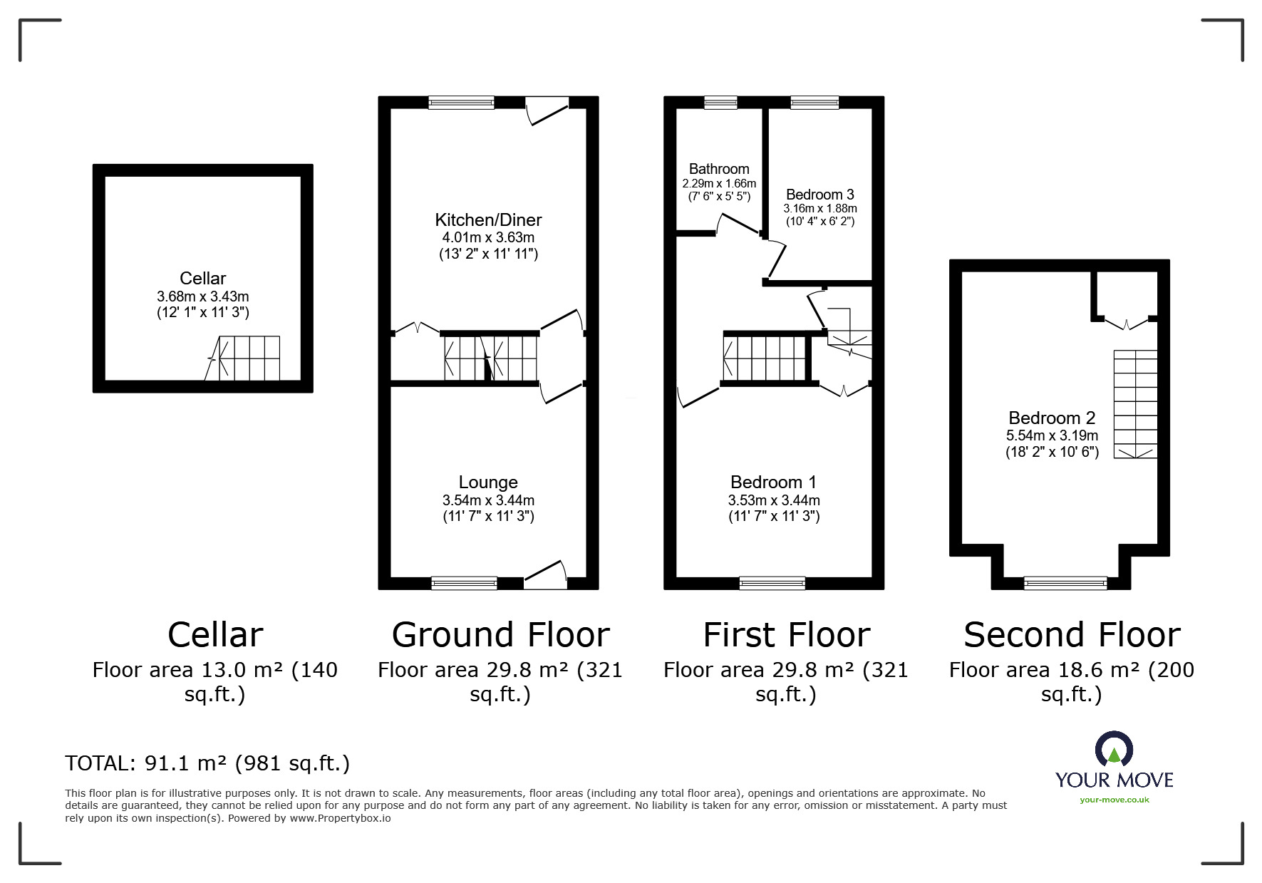 Floorplan of 3 bedroom Mid Terrace House for sale, Caxton Street, Barnsley, South Yorkshire, S70