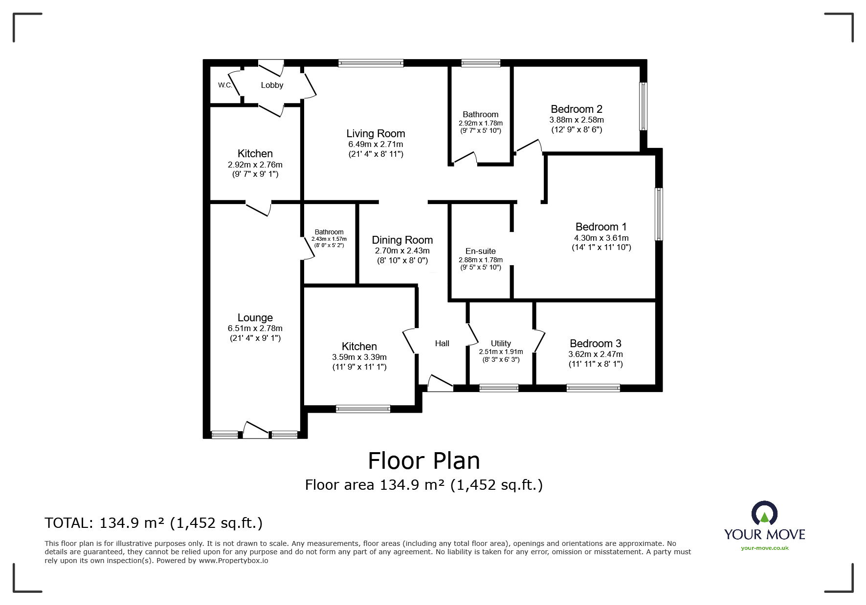 Floorplan of 3 bedroom Detached Bungalow for sale, Knowle Road, Barnsley, South Yorkshire, S70