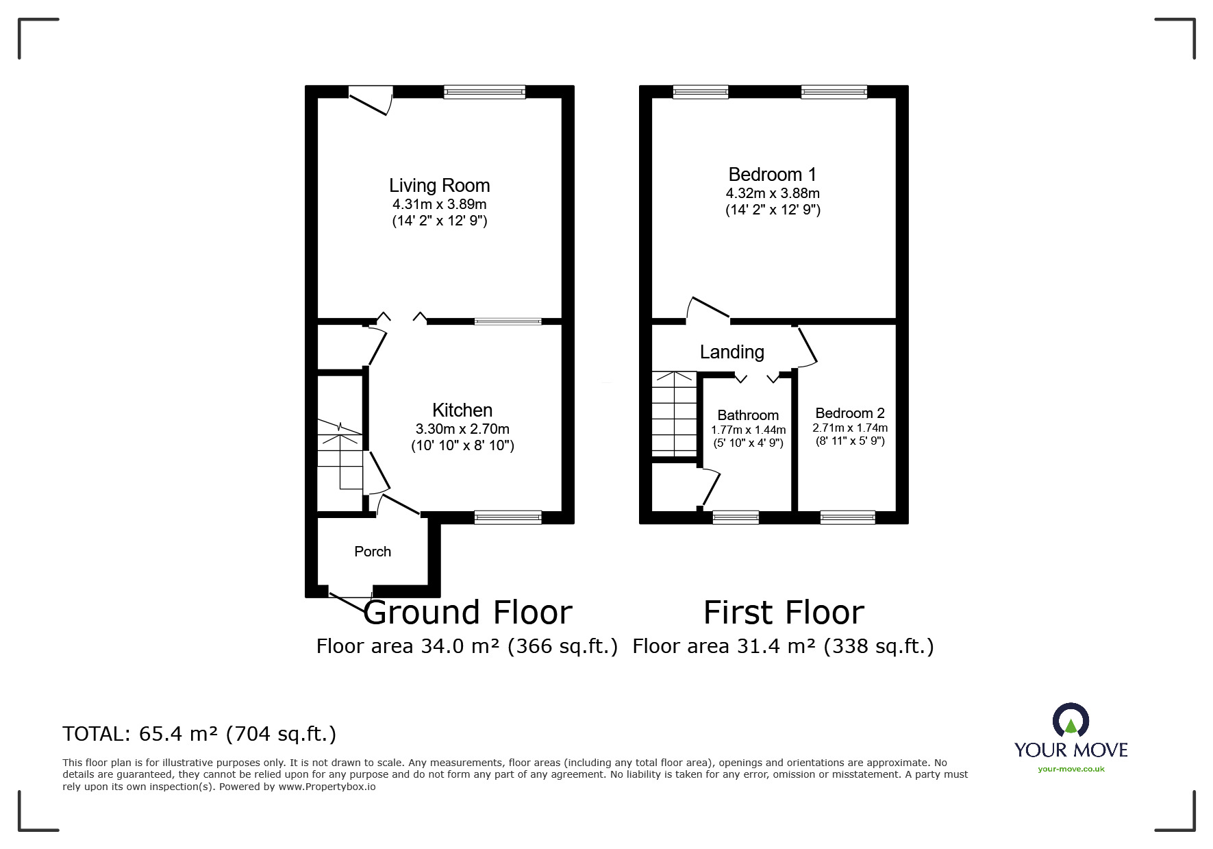 Floorplan of 2 bedroom Mid Terrace House for sale, Dillington Road, Barnsley, South Yorkshire, S70