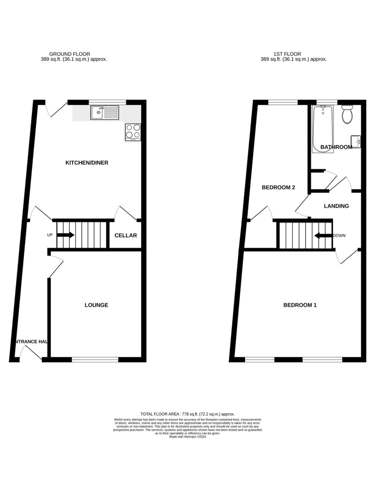 Floorplan of 2 bedroom End Terrace House for sale, Princess Street, Barnsley, South Yorkshire, S70