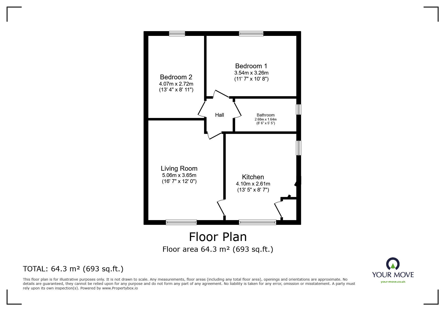 Floorplan of 2 bedroom Semi Detached Bungalow for sale, Canons Way, Barnsley, South Yorkshire, S71