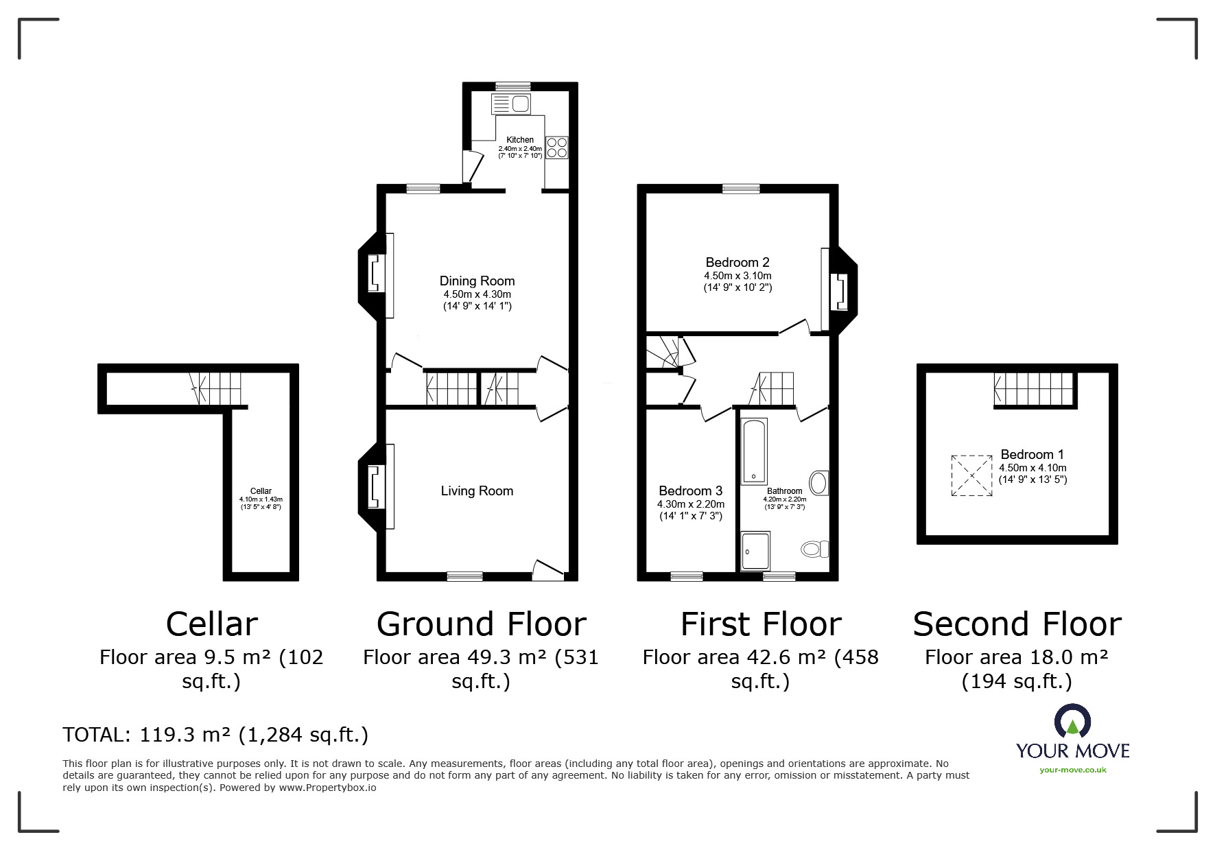 Floorplan of 3 bedroom End Terrace House for sale, Park Road, Worsbrough, South Yorkshire, S70