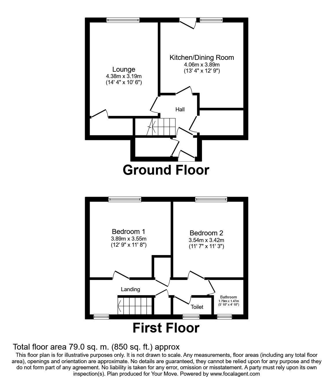 Floorplan of 2 bedroom  House to rent, Copland Close, Basingstoke, Hampshire, RG22