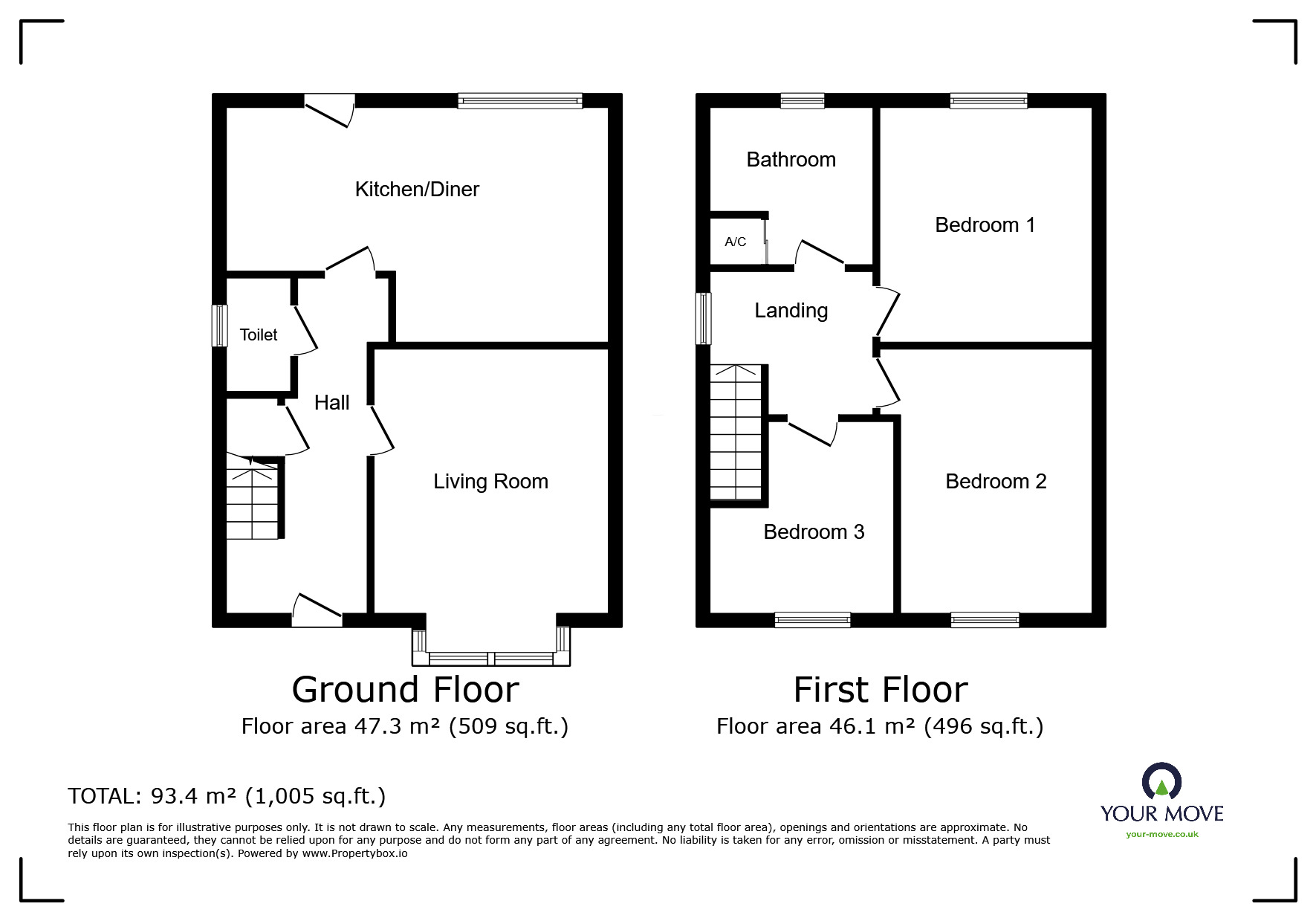 Floorplan of 3 bedroom End Terrace House to rent, Oakridge Road, Basingstoke, Hampshire, RG21