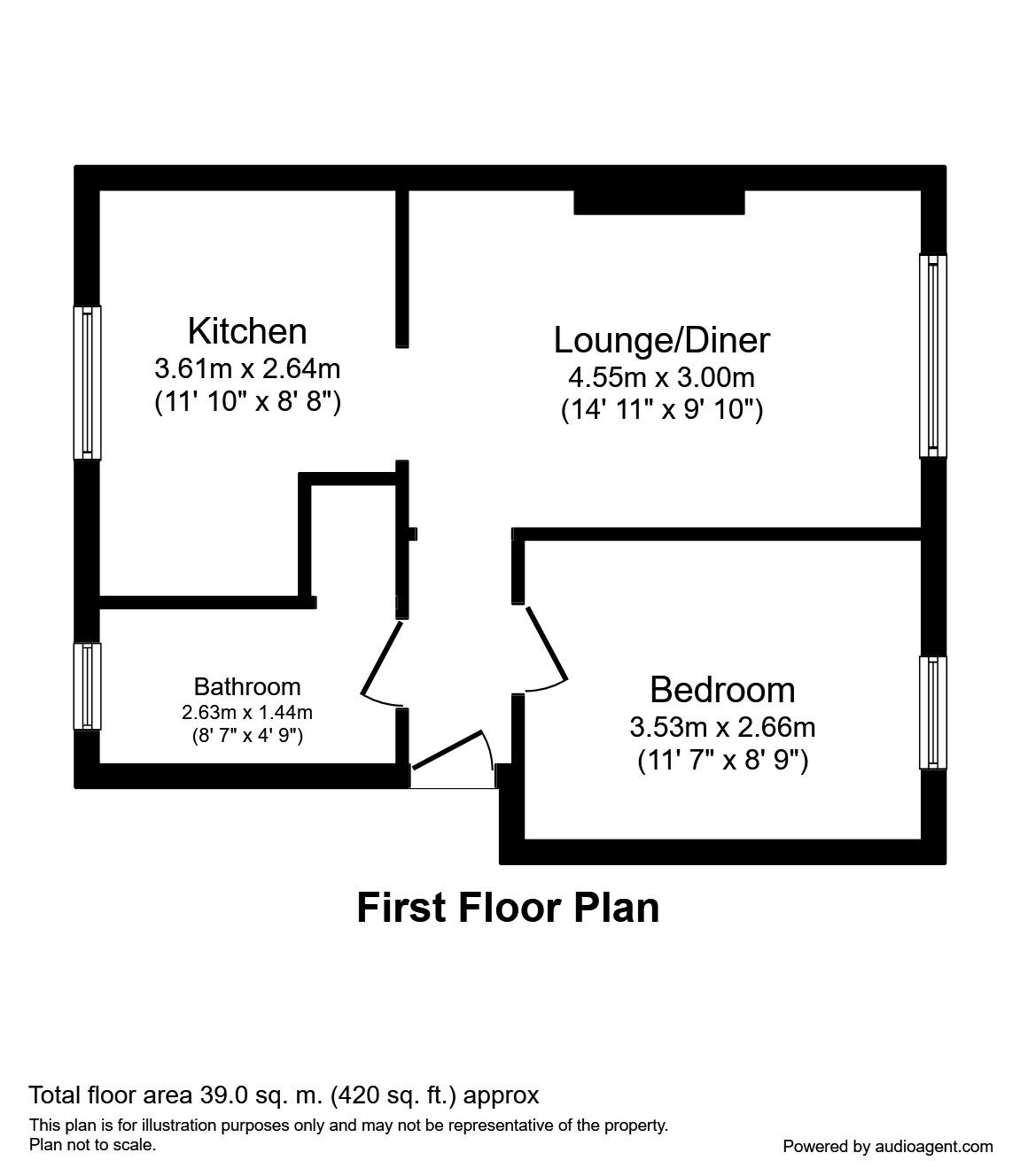 Floorplan of 1 bedroom  Flat to rent, Stravinsky Road, Basingstoke, Hampshire, RG22