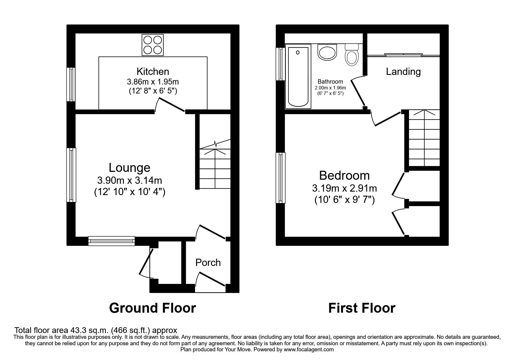 Floorplan of 1 bedroom  House to rent, Long Copse Chase, Chineham, Hampshire, RG24