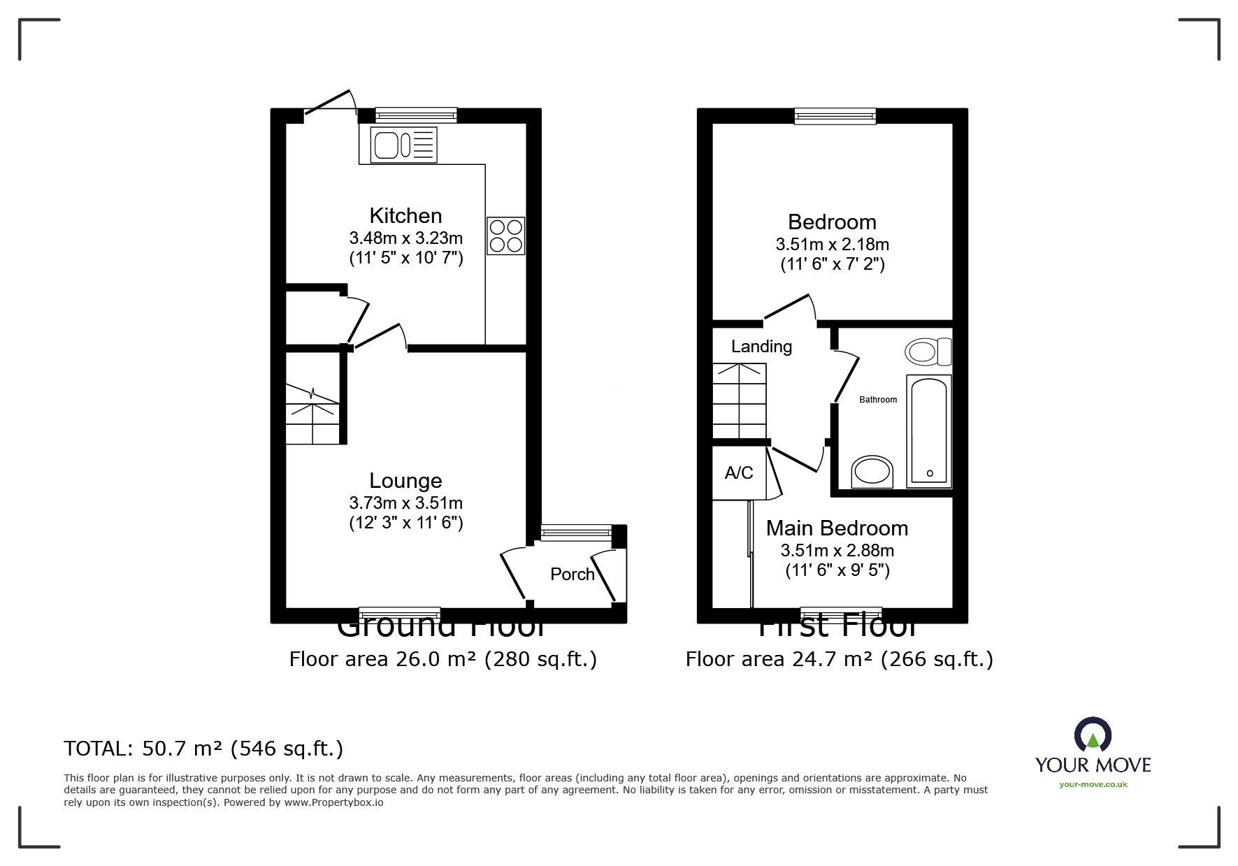 Floorplan of 2 bedroom End Terrace House to rent, Poppyfields, Bedford, MK41