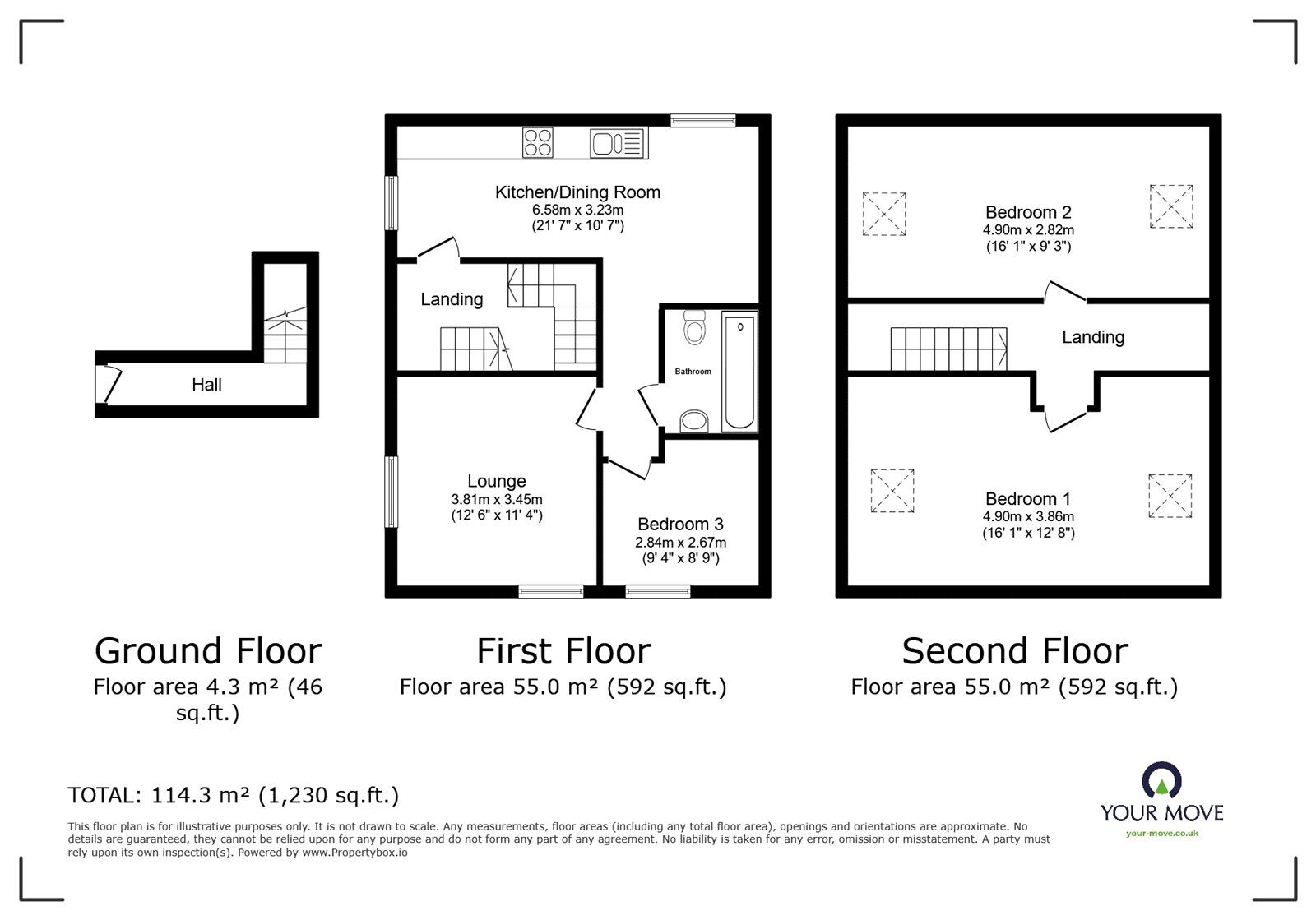 Floorplan of 3 bedroom  Flat to rent, Tavistock Place, Bedford, MK40