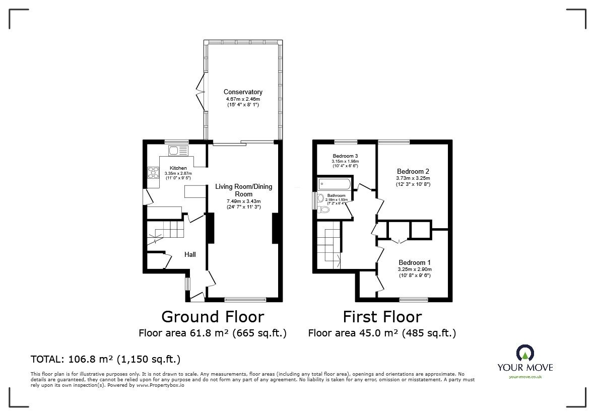 Floorplan of 3 bedroom Semi Detached House for sale, Harrowden Road, Bedford, Bedfordshire, MK42