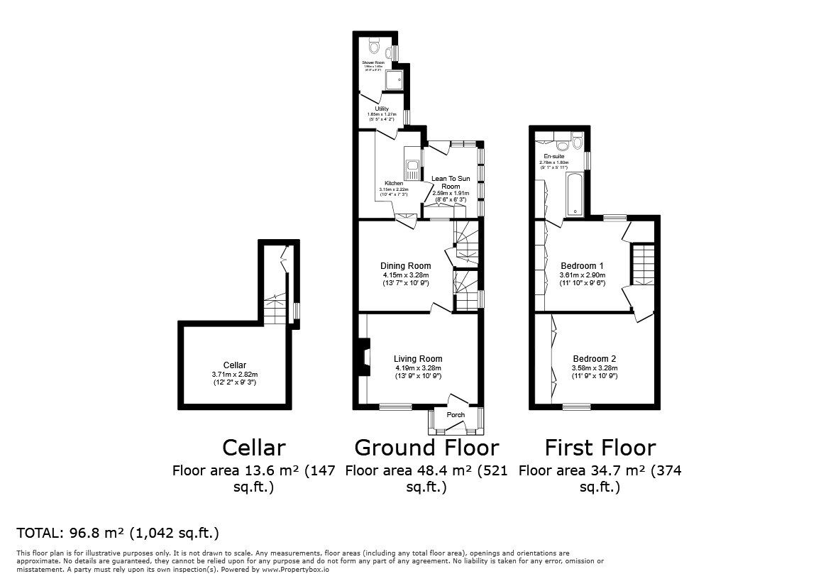 Floorplan of 2 bedroom Semi Detached House for sale, Bunyan Road, Kempston, Bedfordshire, MK42