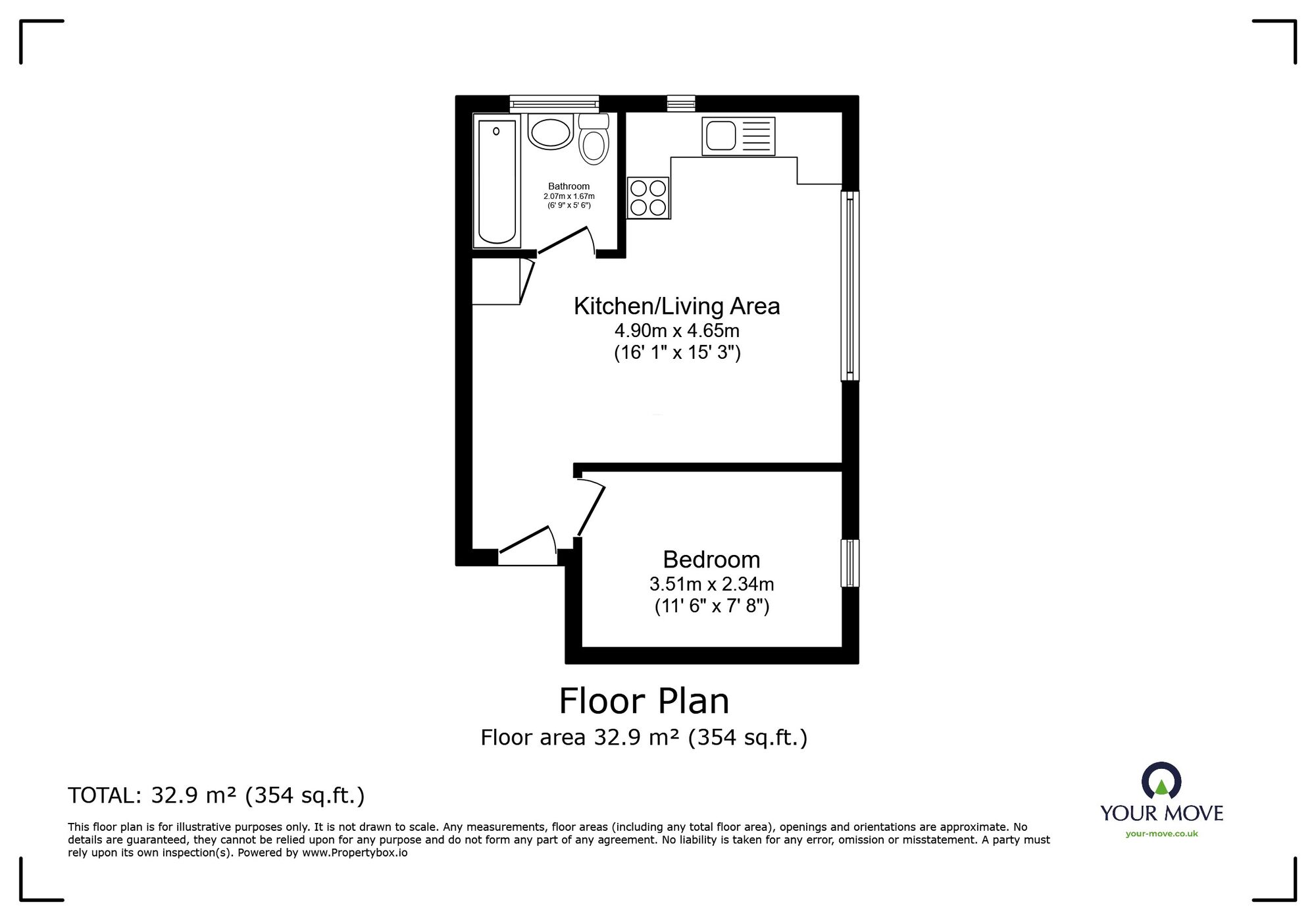 Floorplan of 1 bedroom  Flat for sale, Clapham Road, Bedford, Bedfordshire, MK41