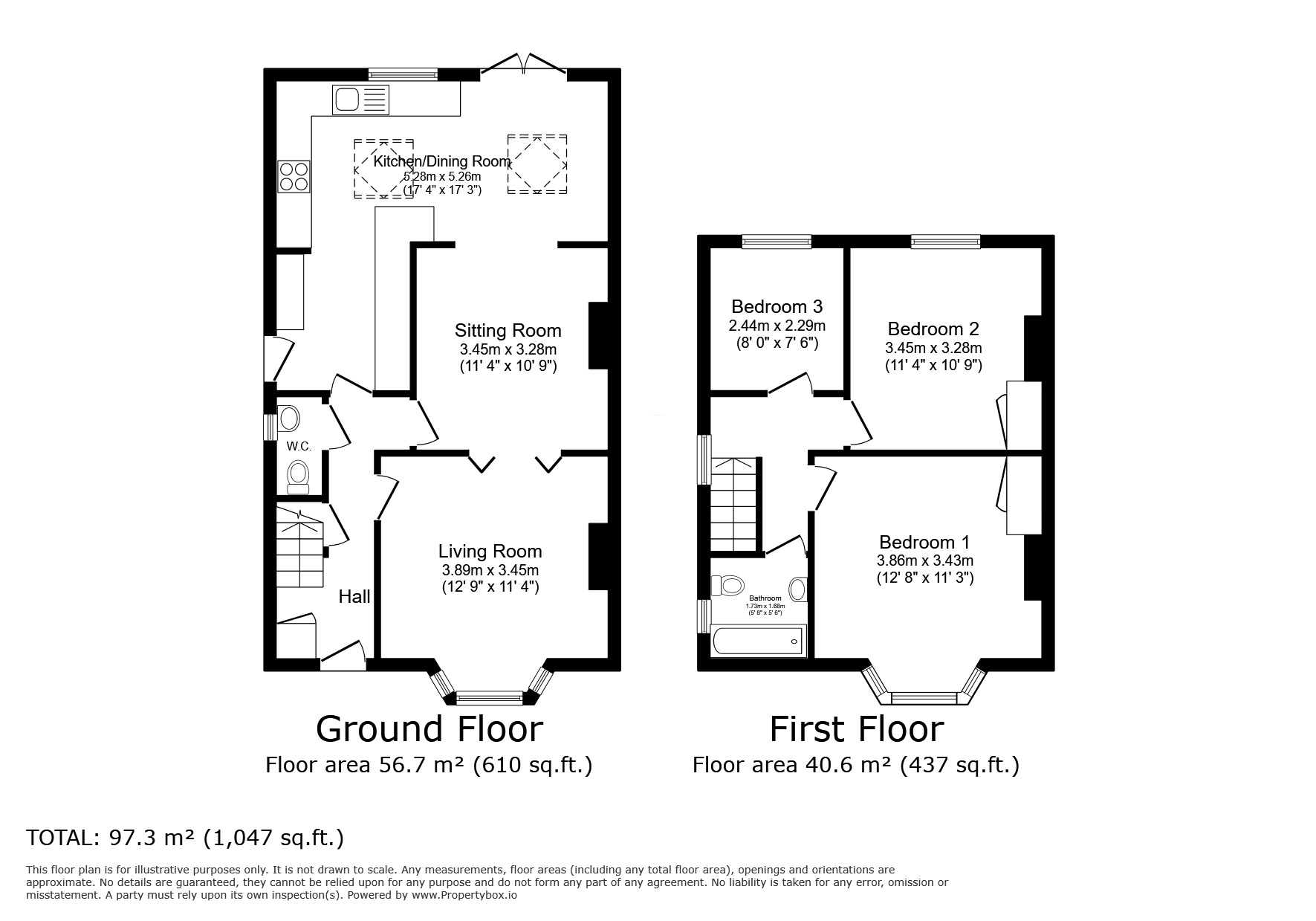 Floorplan of 3 bedroom Semi Detached House to rent, All Saints Road, Bedford, Bedfordshire, MK40