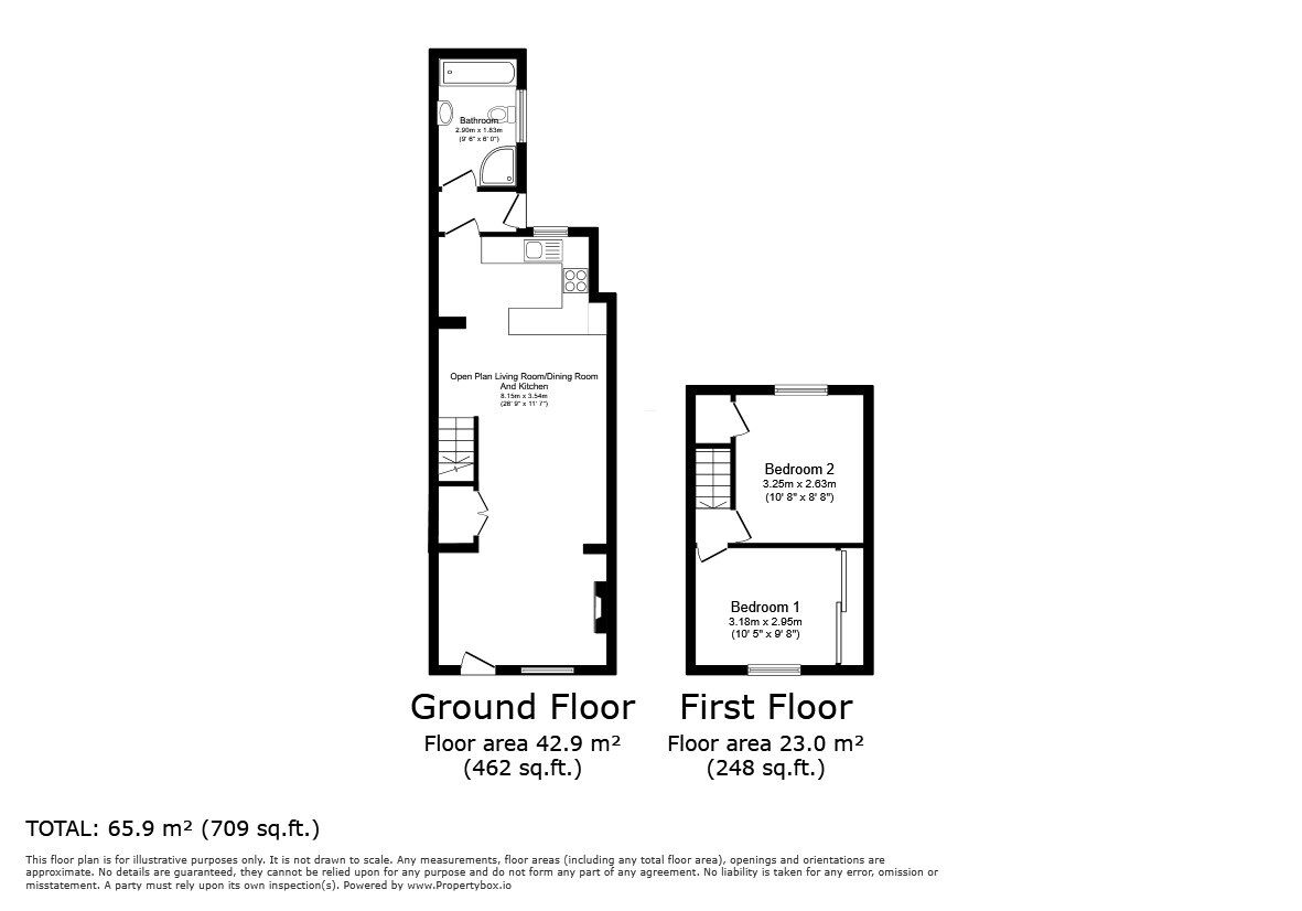 Floorplan of 2 bedroom Mid Terrace House for sale, Church Path, Sandy, Bedfordshire, SG19