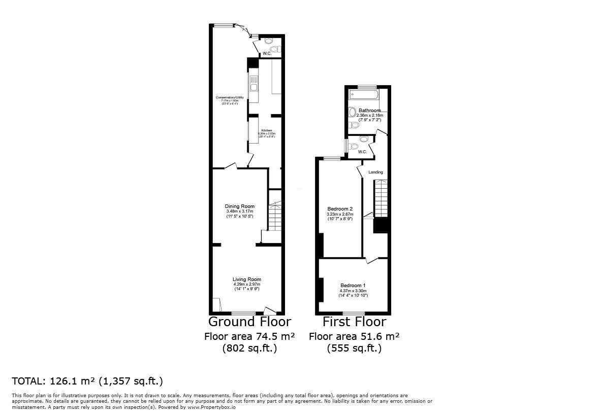 Floorplan of 2 bedroom Mid Terrace House for sale, Commercial Road, Bedford, Bedfordshire, MK40