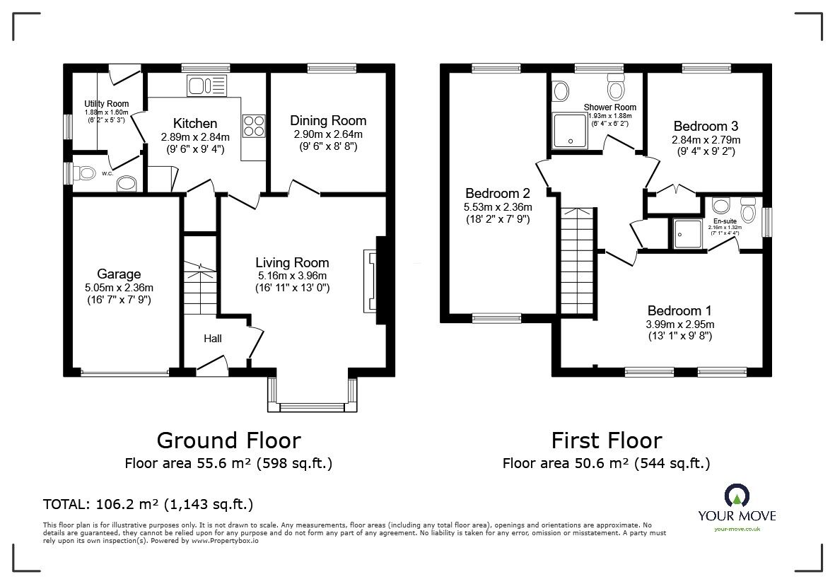 Floorplan of 3 bedroom Detached House for sale, Hartwell Drive, Kempston, Bedfordshire, MK42