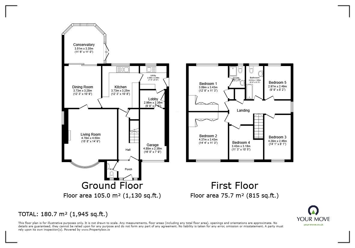 Floorplan of 5 bedroom Detached House for sale, Colchester Way, Bedford, Bedfordshire, MK41