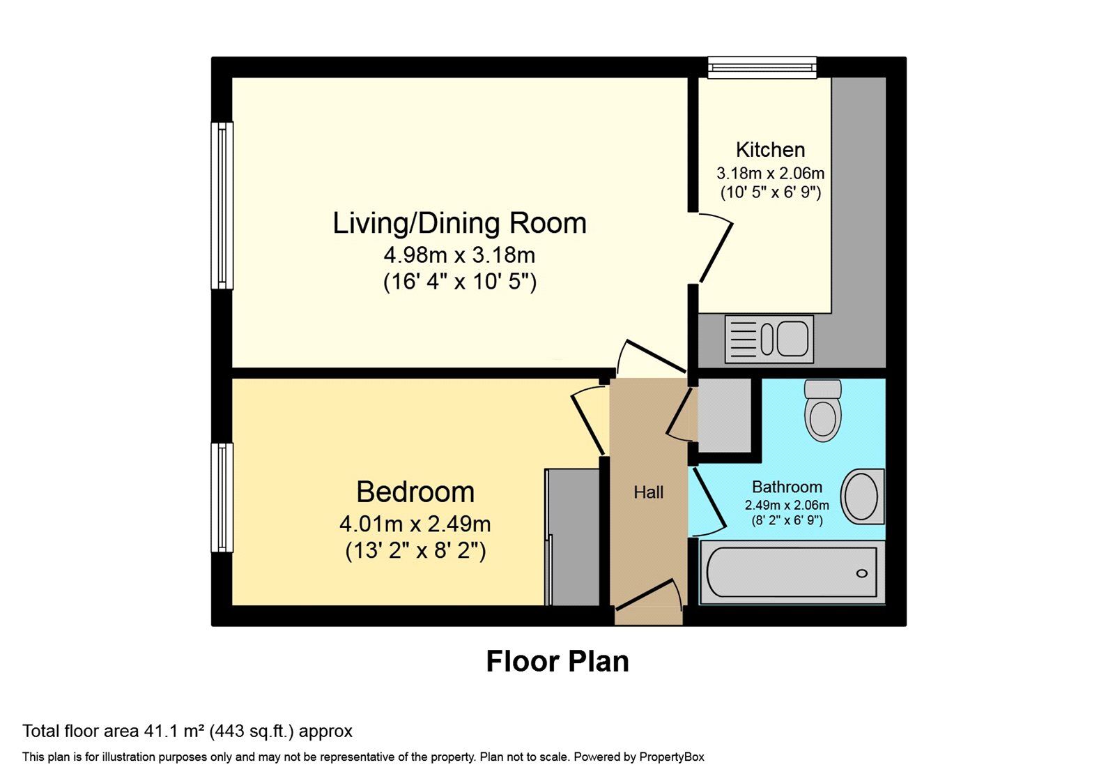 Floorplan of 1 bedroom  Flat to rent, Hurst Grove, Bedford, Bedfordshire, MK40