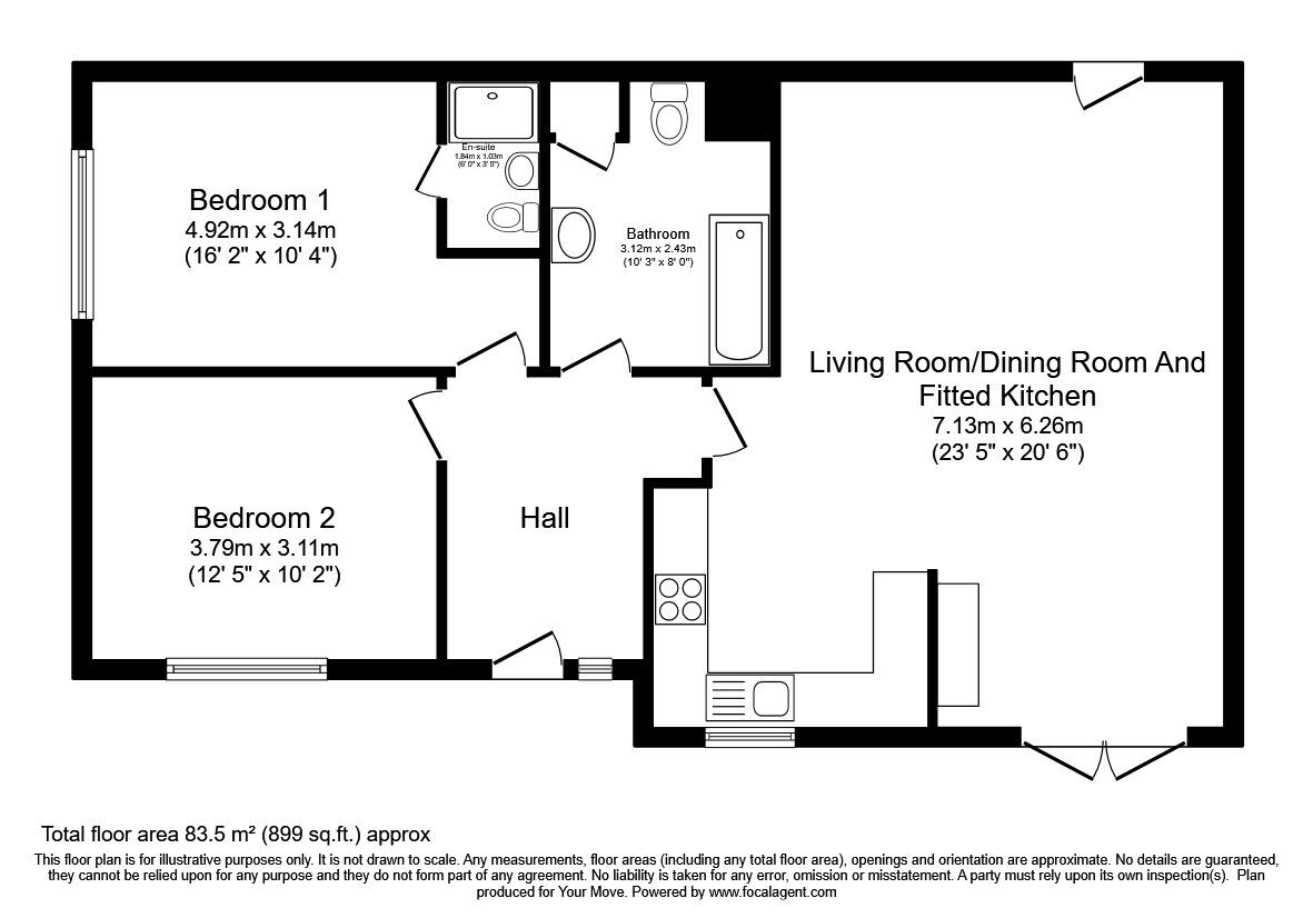 Floorplan of 2 bedroom Detached Bungalow for sale, Winchester Road, Bedford, Bedfordshire, MK42