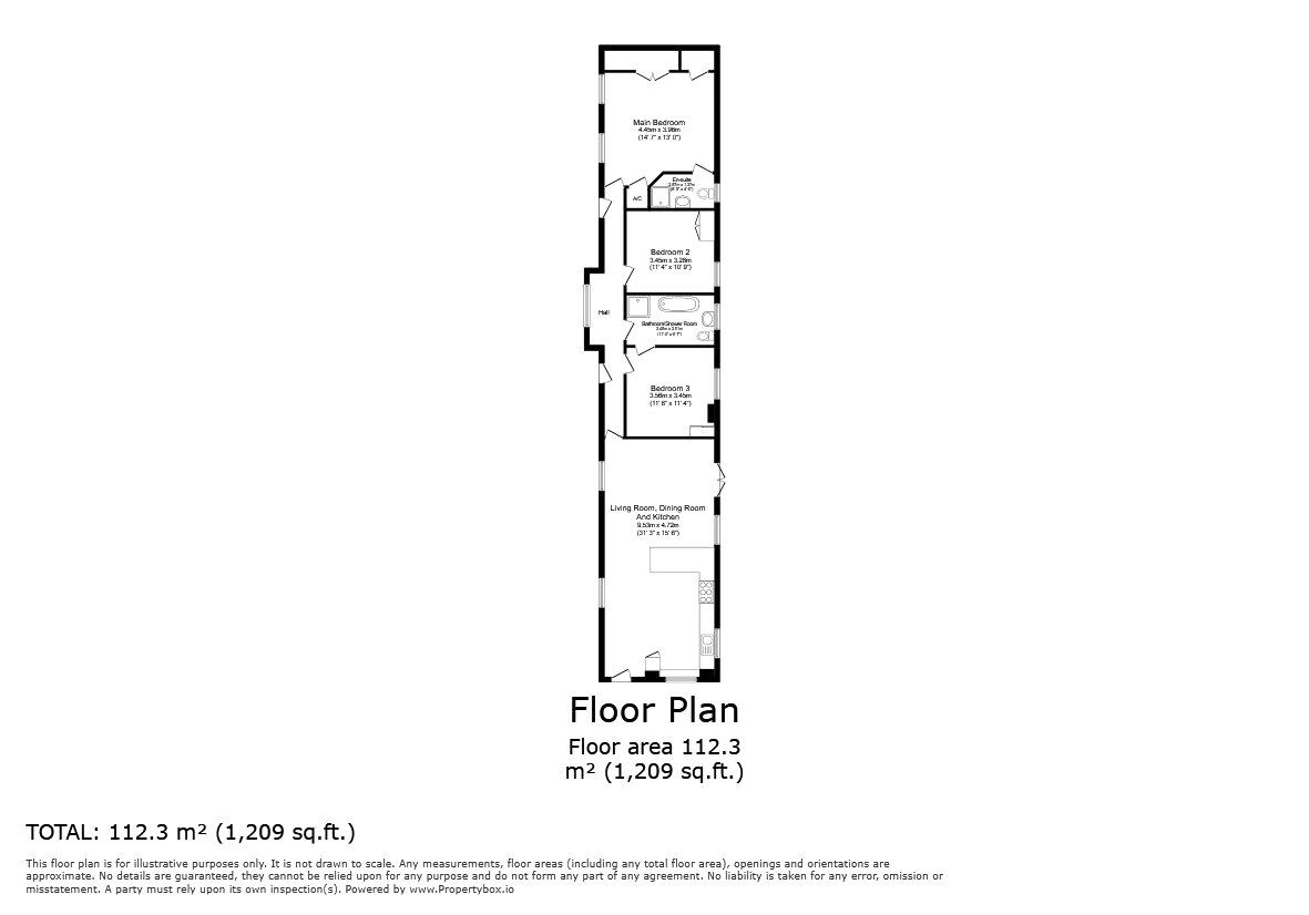 Floorplan of 3 bedroom End Terrace House to rent, Thurleigh Road, Bolnhurst, Bedfordshire, MK44