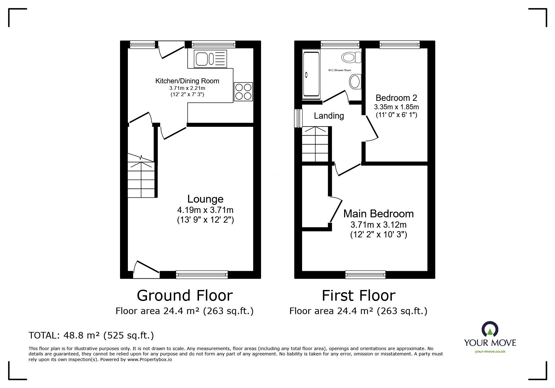 Floorplan of 2 bedroom Semi Detached House to rent, Prudden Close, Elstow, Bedfordshire, MK42