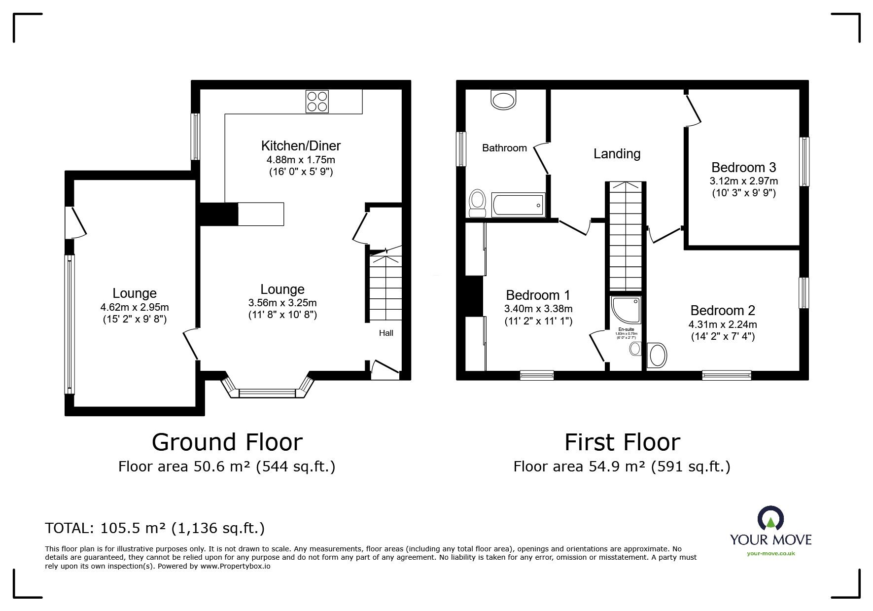 Floorplan of 3 bedroom End Terrace House to rent, Stanley Street, Bedford, Bedfordshire, MK41