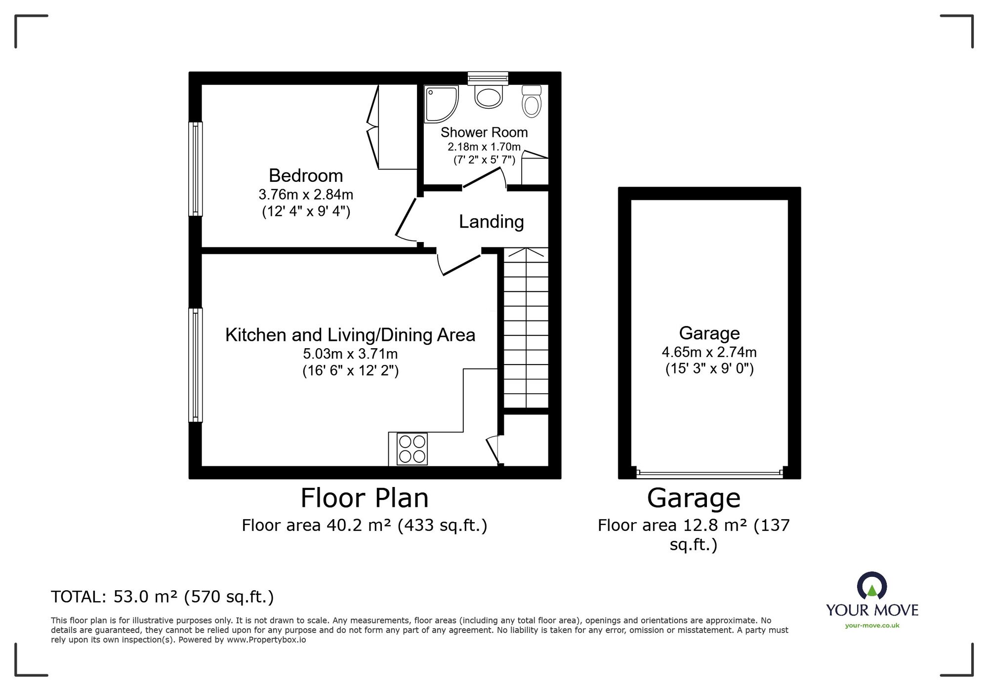 Floorplan of 1 bedroom  Flat for sale, Hawkins Road, Bedford, Bedfordshire, MK42