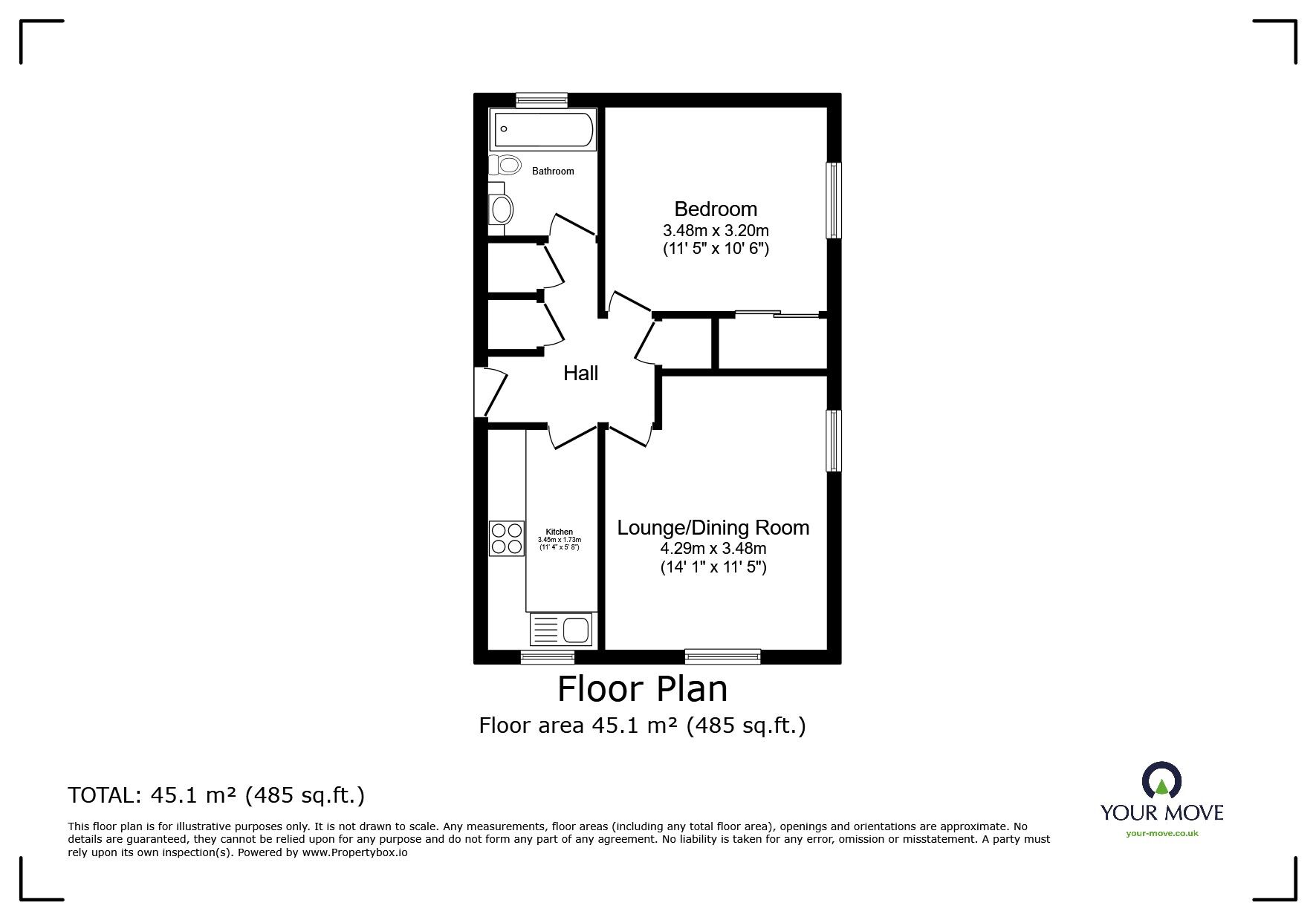 Floorplan of 1 bedroom  Flat to rent, London Road, Bedford, Bedfordshire, MK42