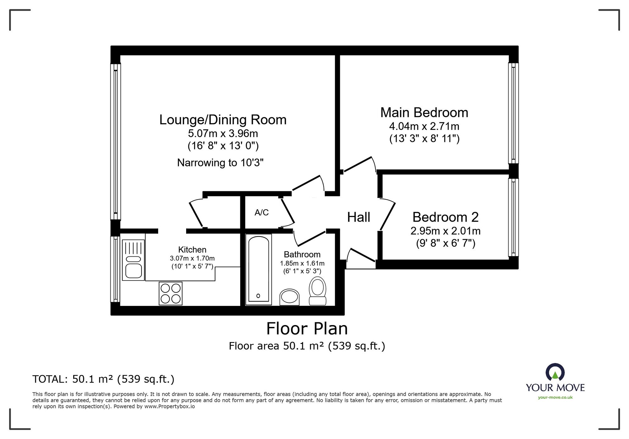 Floorplan of 2 bedroom  Flat for sale, Linden Road, Bedford, Bedfordshire, MK40