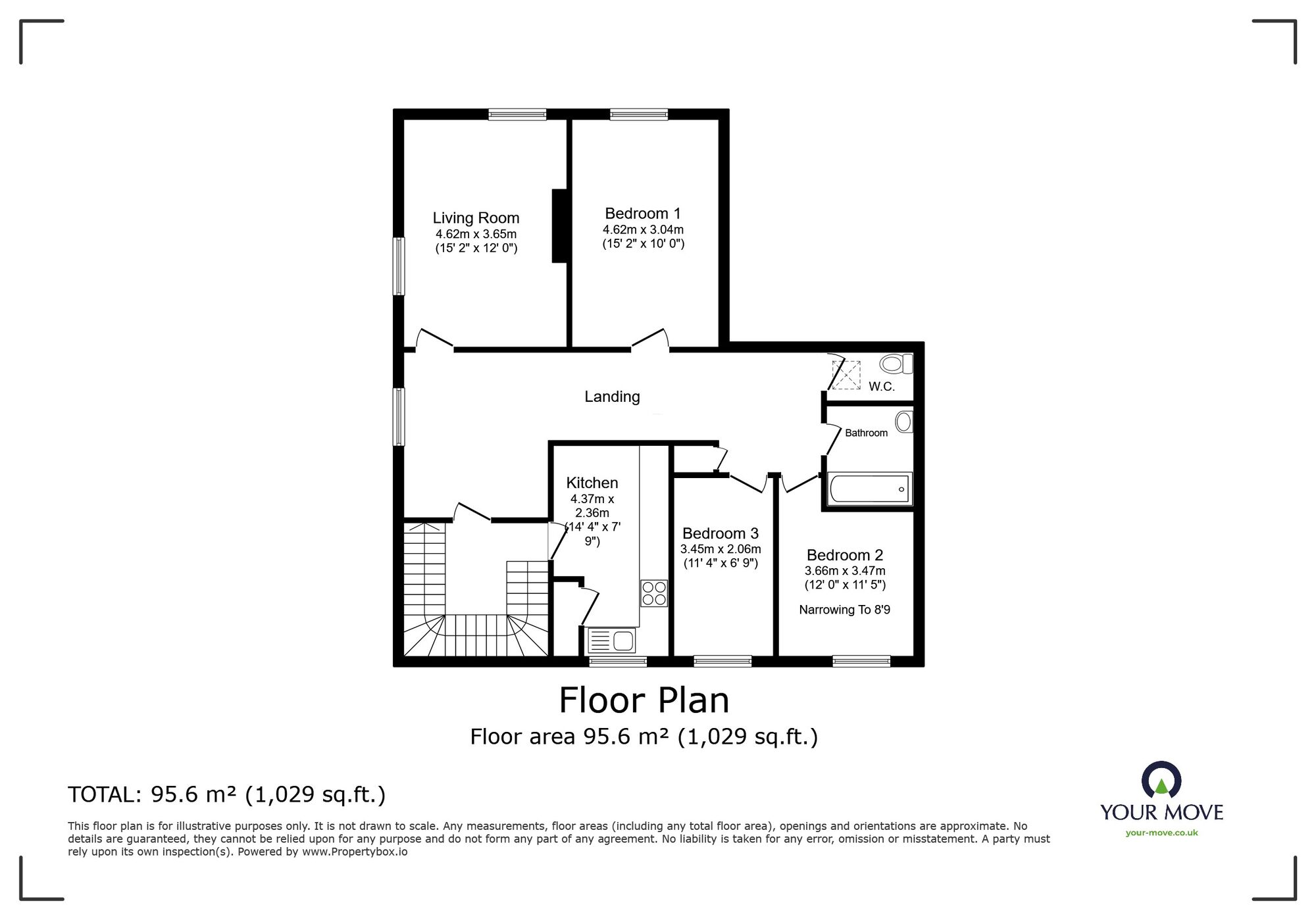 Floorplan of 3 bedroom  Flat for sale, Kingsway, Bedford, Bedfordshire, MK42