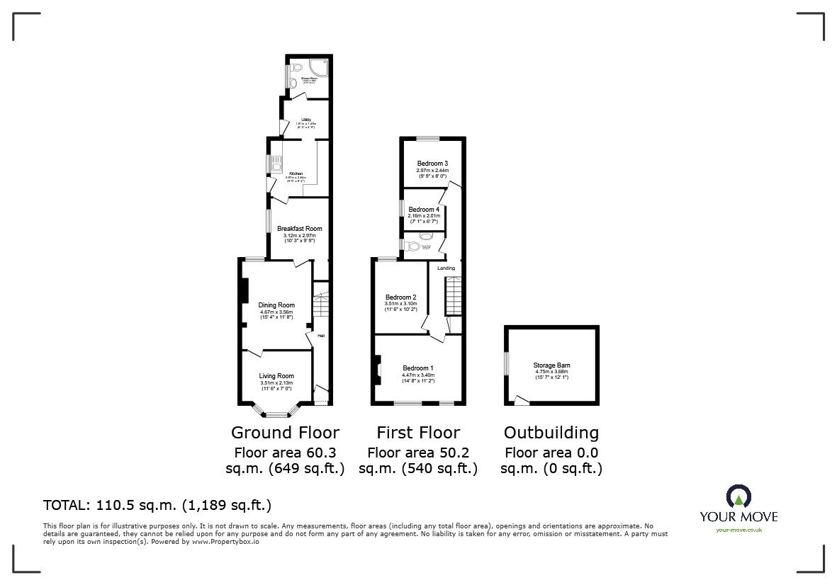 Floorplan of 4 bedroom End Terrace House for sale, Marlborough Road, Bedford, Bedfordshire, MK40