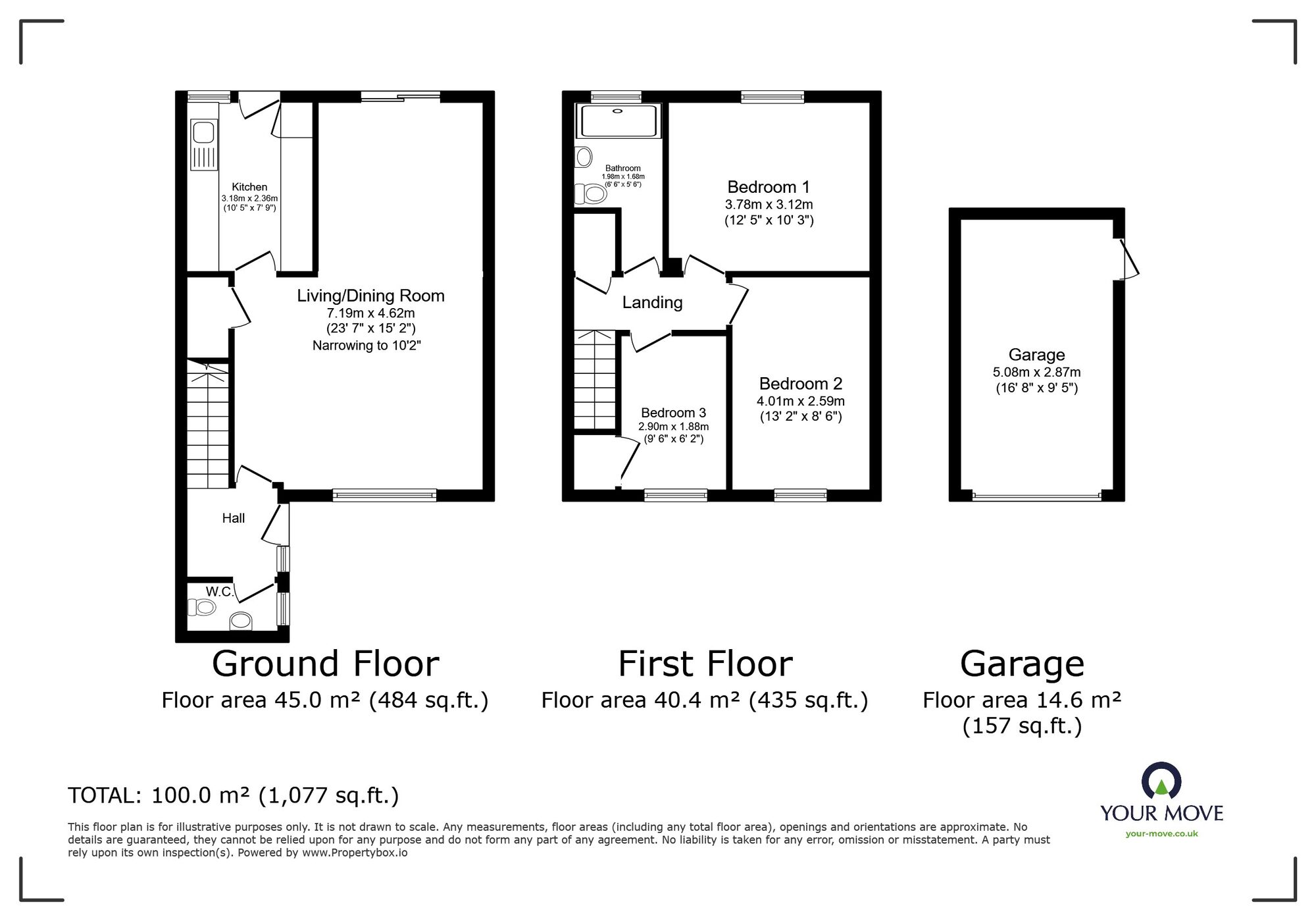 Floorplan of 3 bedroom Semi Detached House for sale, Boteler Gardens, Bedford, Bedfordshire, MK42