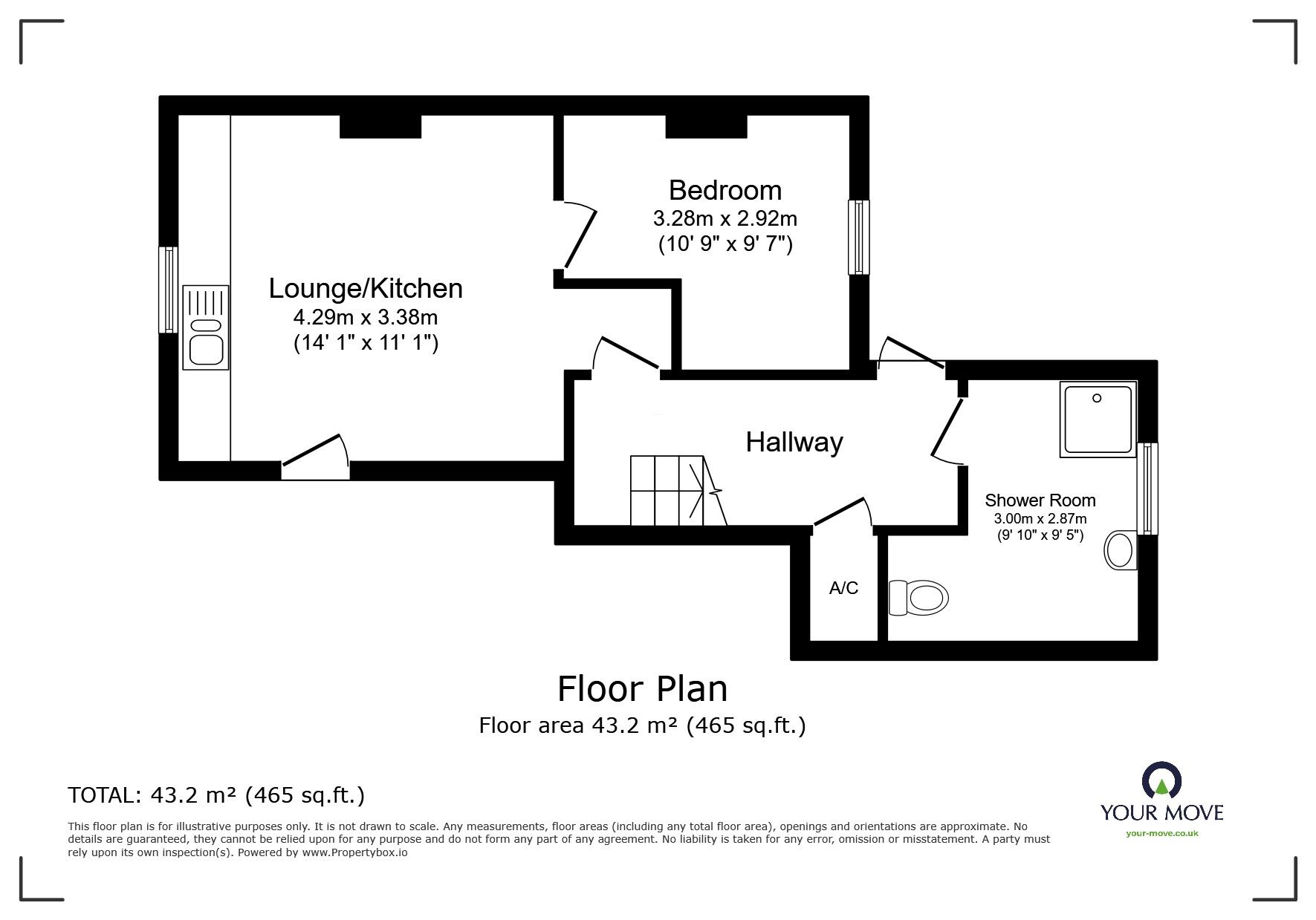 Floorplan of 1 bedroom  Flat to rent, Tavistock Street, Bedford, Bedfordshire, MK40